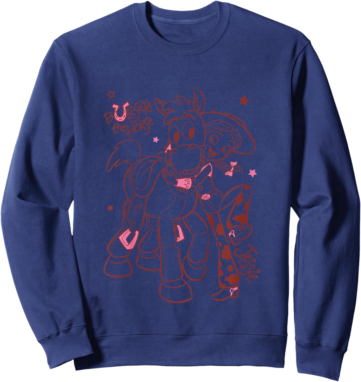 Kids Pixar Toy Story Jessie And Bullseye Outline , Pink, 2 Sweatshirt - Sweatshirt | Navy