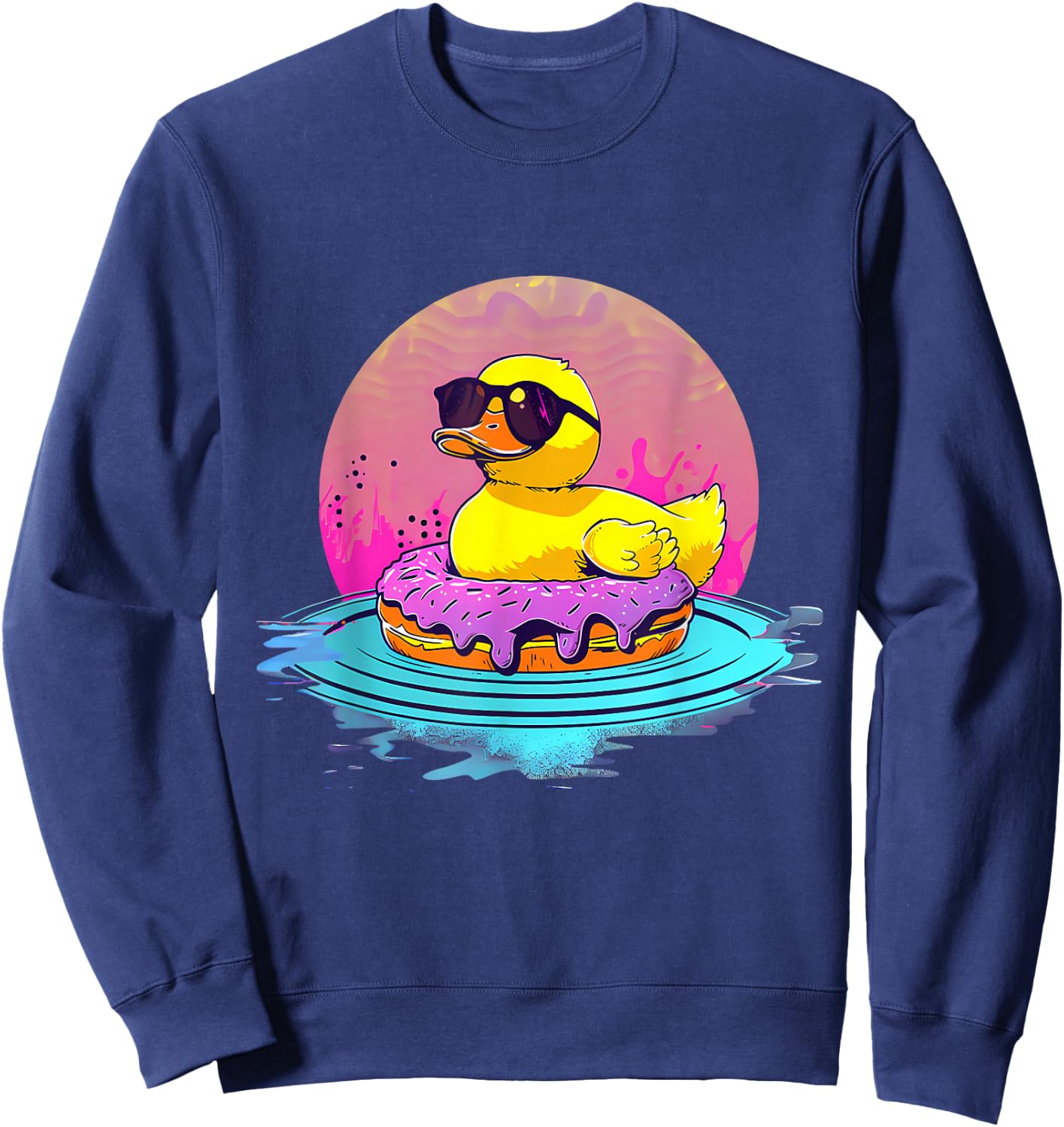 Rubber Duckie Donut Rubber Duckling Sunset Rubber Duck Sweatshirt - Sweatshirt | Navy