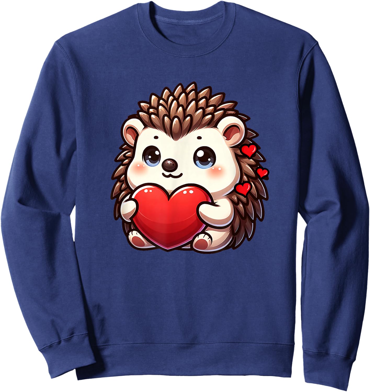 Valentines Hedgehog Heart Lover Funny Boys Girls Women Sweatshirt - Sweatshirt | Navy