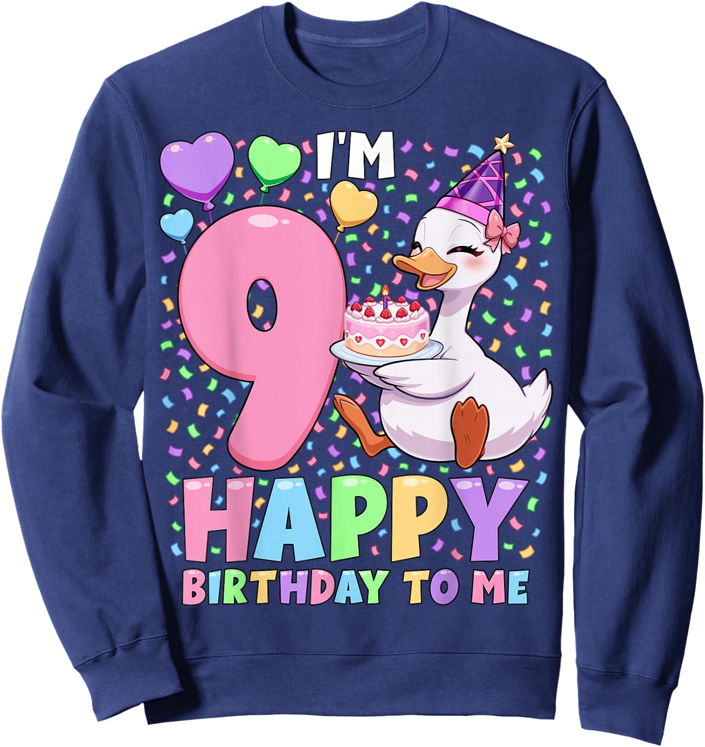Silly Goose Birthday Shirt 9 | 9th Birthday Girl Goose Sweatshirt - Sweatshirt | Navy