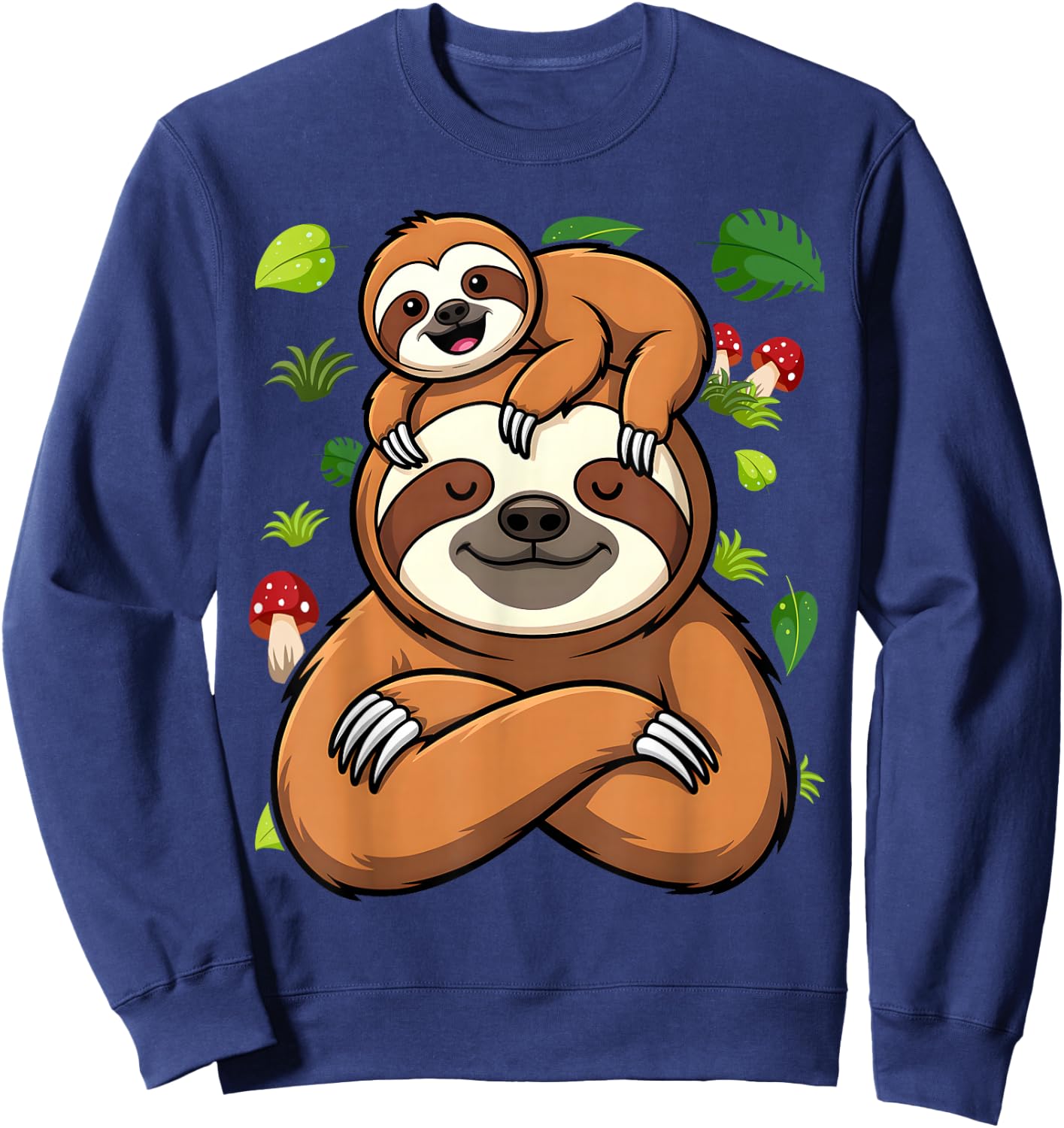 Cute Dad Father and Son Matching Daddy Sloth Sweatshirt - Sweatshirt | Navy