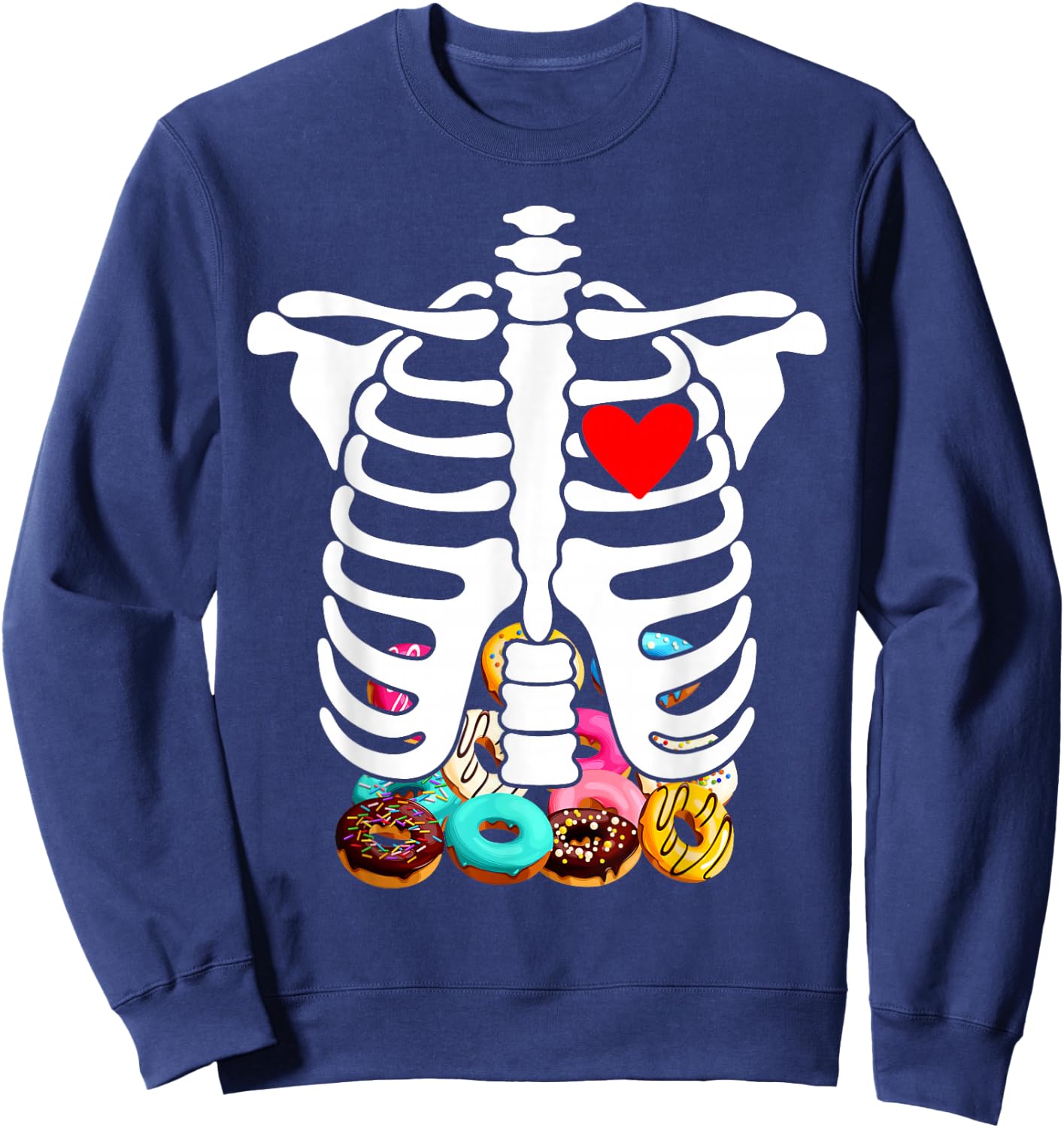 Rib Cage Skeleton X-Ray Donuts Halloween Skeleton Costume Sweatshirt - Sweatshirt | Navy