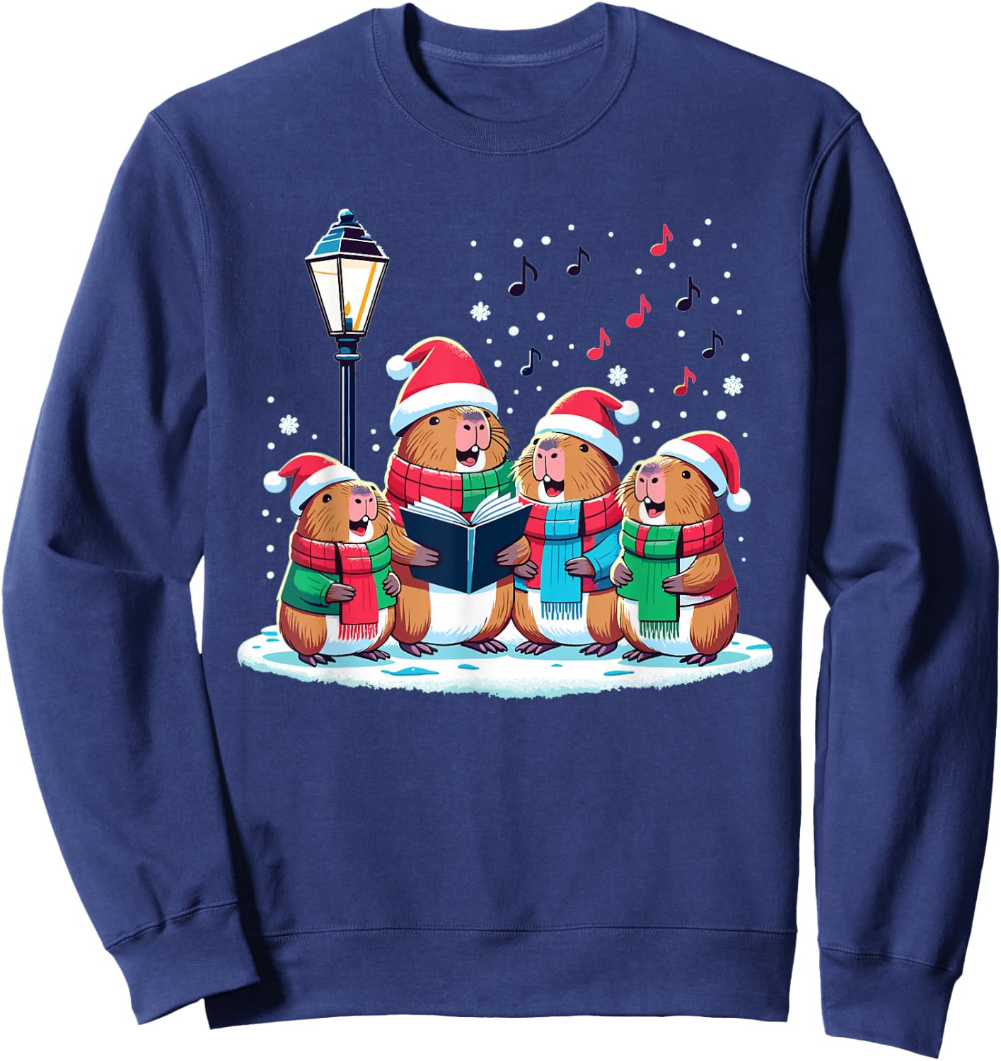 Festive Winter Capybara Christmas Sweatshirt - Sweatshirt | Navy