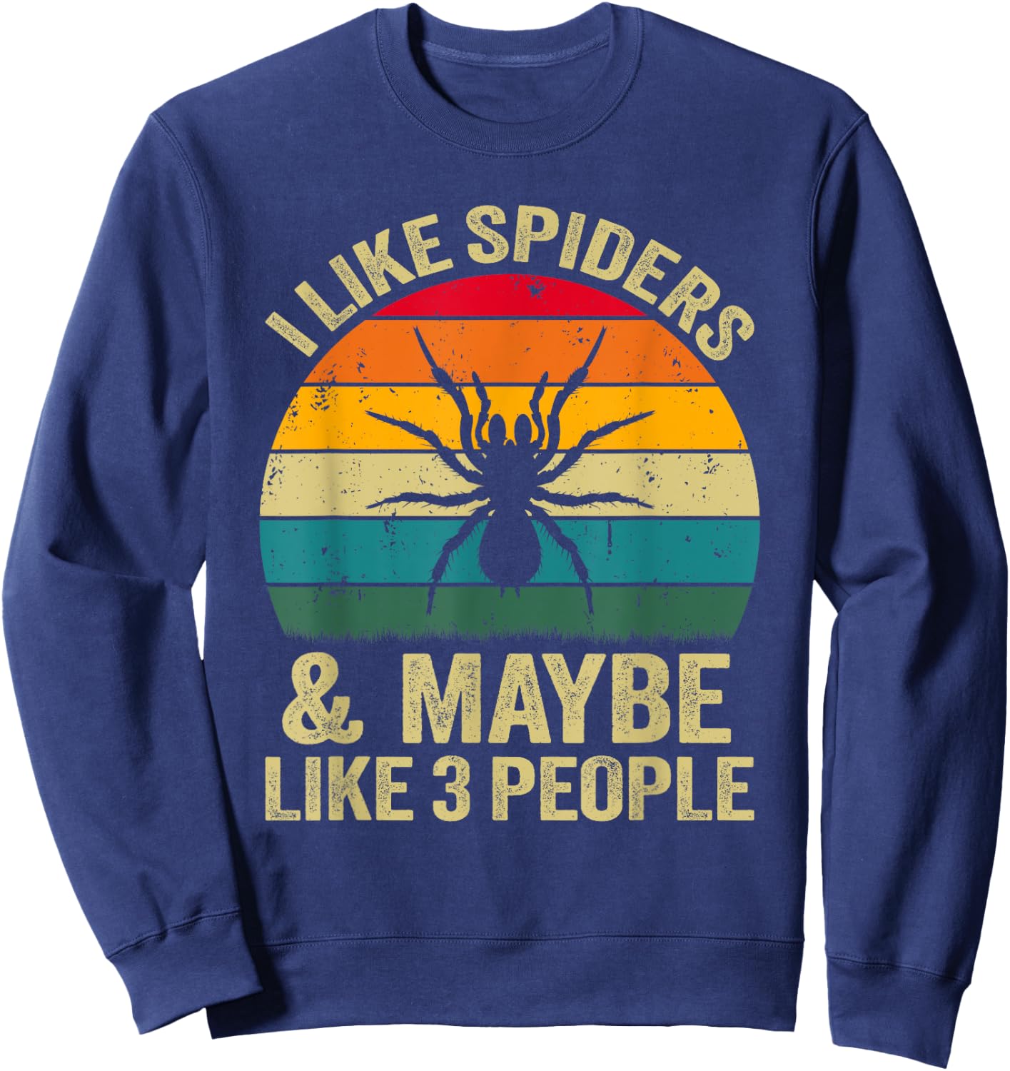 I Like Spiders And Maybe Like 3 People, Funny Spider Retro Sweatshirt - Sweatshirt | Navy