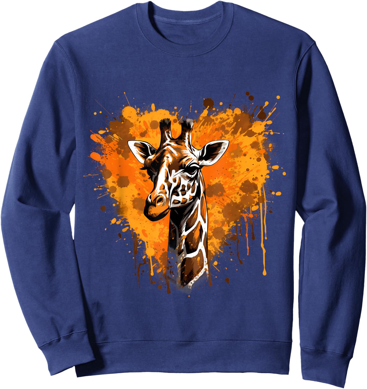 Giraffe Splash Heart Artwork Wildlife Animal Art Portrait Sweatshirt - Sweatshirt | Navy