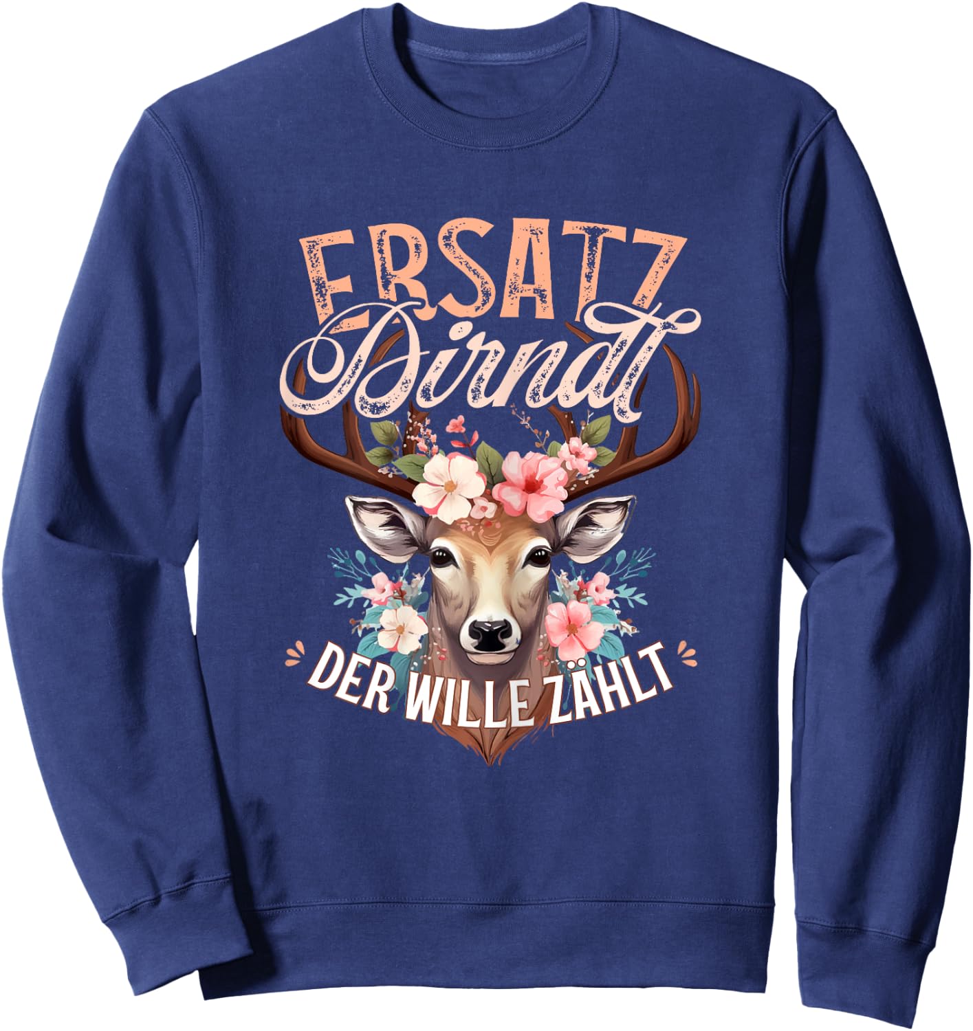 Trachten Tracht Trachtenshirt Damen, Kurzarm Ersatz Dirndl , Schwarz Sweatshirt - Sweatshirt | Navy