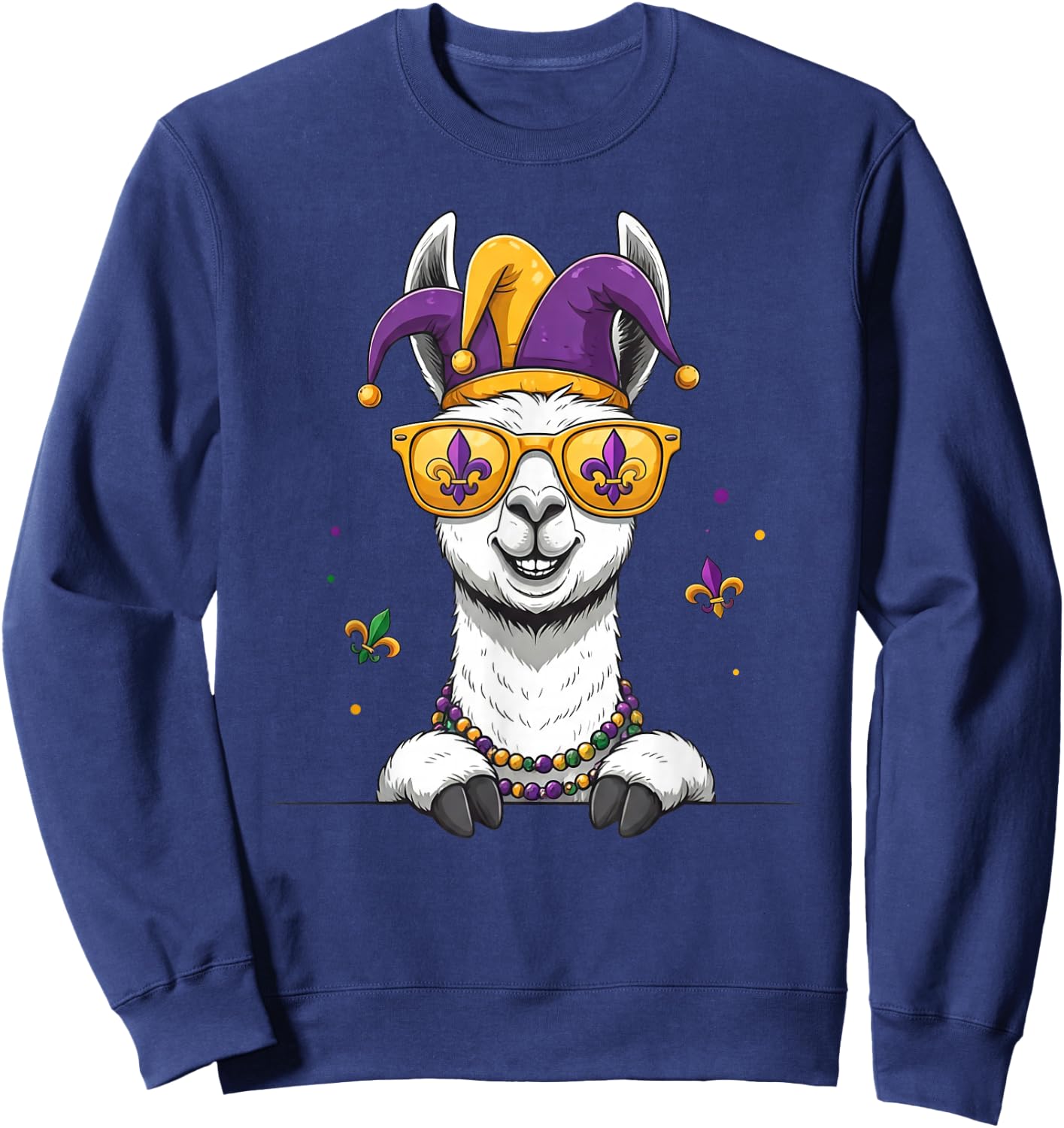 Funny Llama Mardi Gras Festival Carnival Kids Sweatshirt - Sweatshirt | Navy