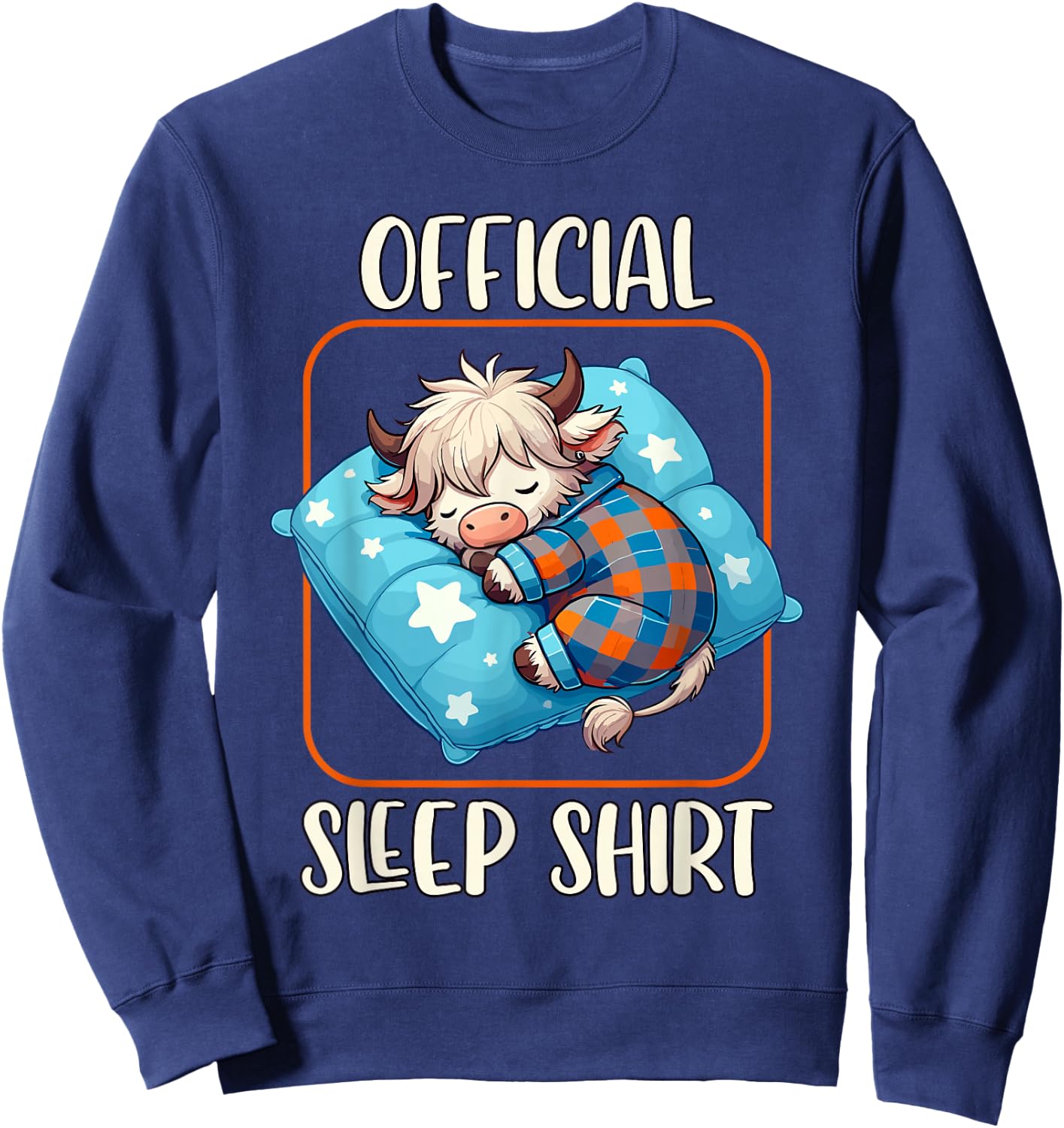 Highland Cow, Official Sleepshirt Nightgown Nightshirt Sleep Sweatshirt - Sweatshirt | Navy