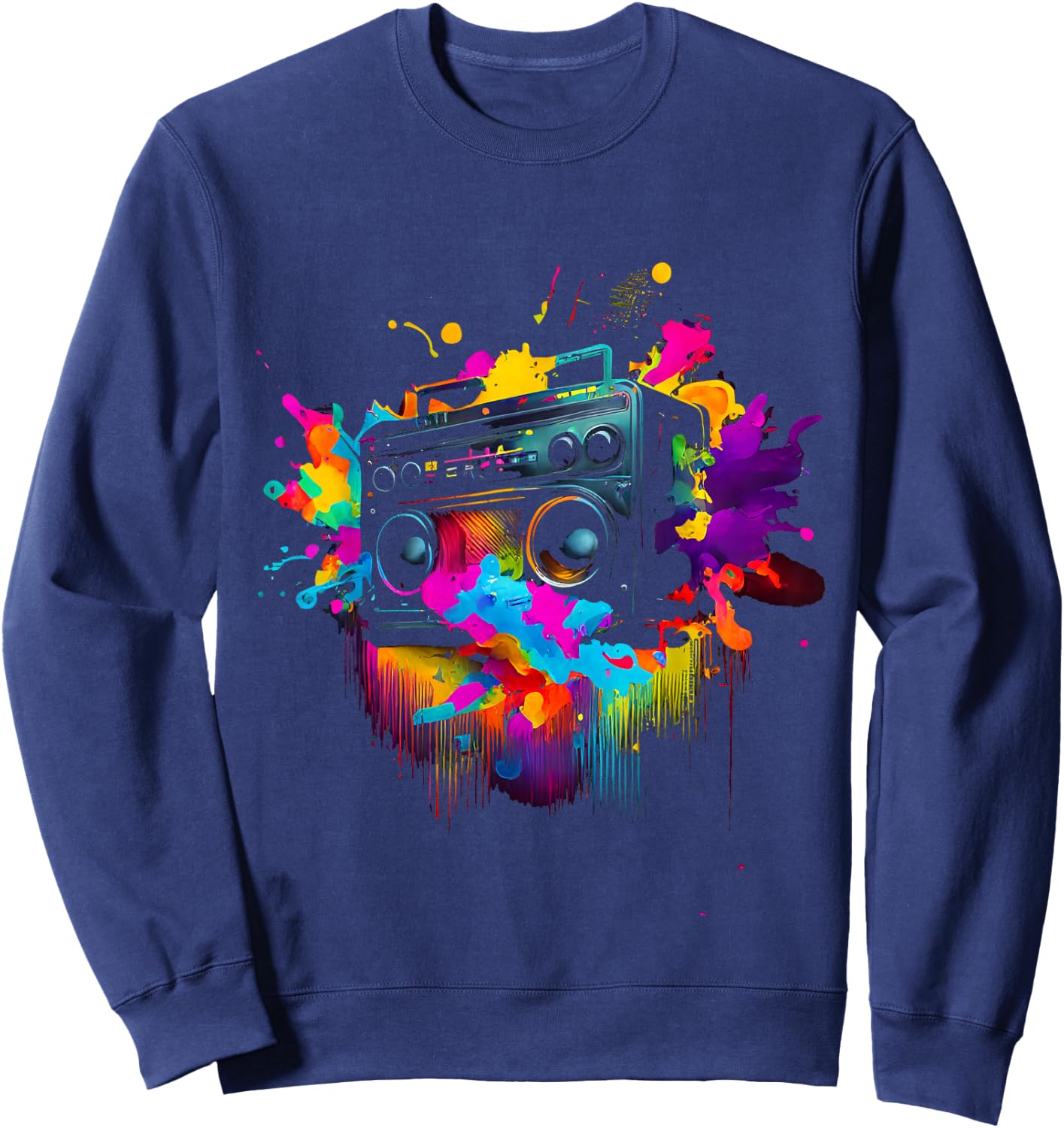 80s 90s Retro Party Fancy Dress Cassette , black Sweatshirt - Sweatshirt | Navy