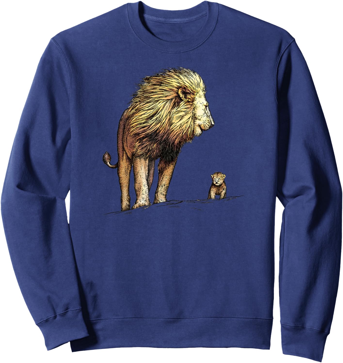 King Lion and Cub For Lion and Big Cat Lovers Sweatshirt - Sweatshirt | Navy
