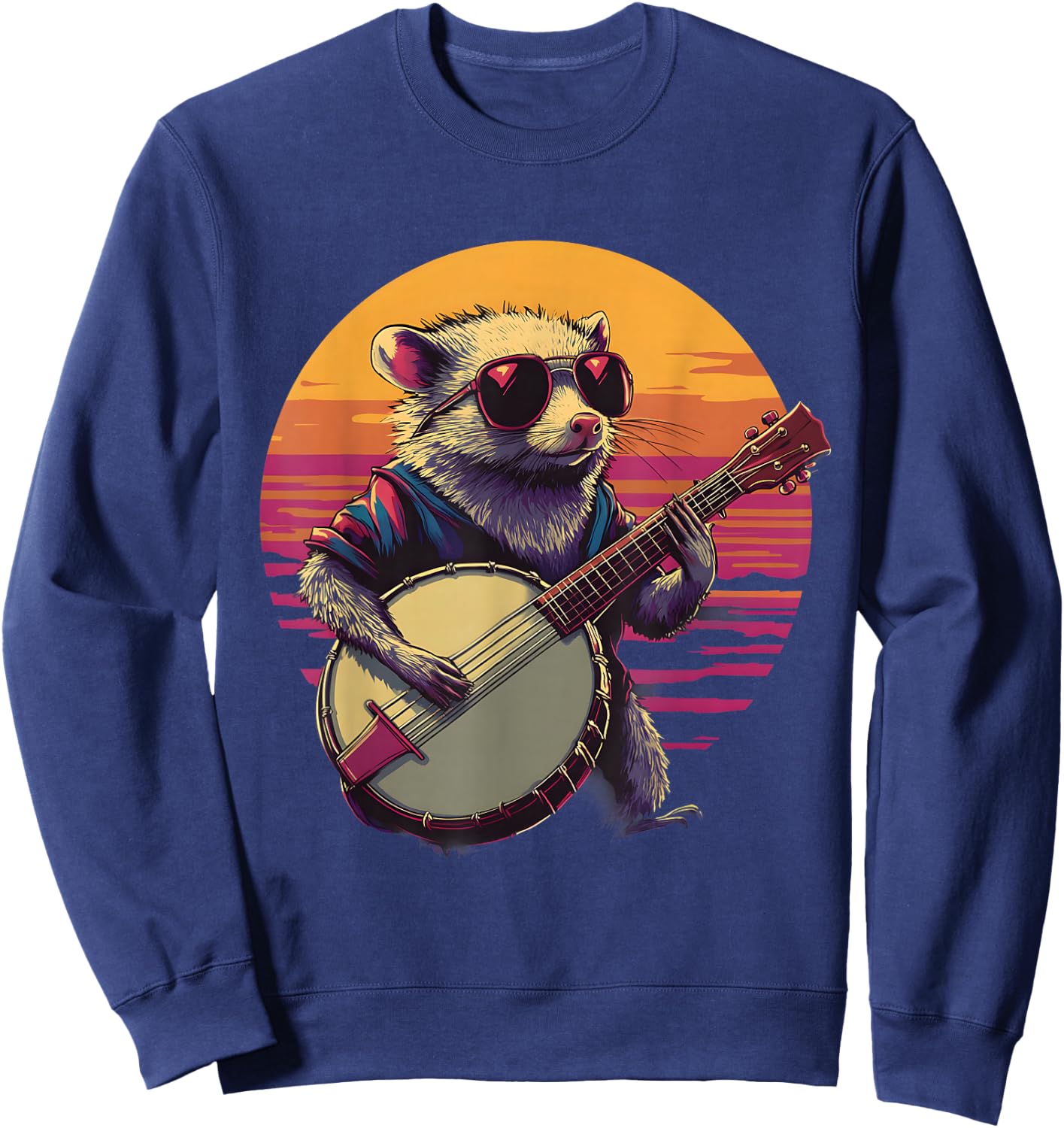 Banjo Possum Bluegrass Banjo Player Opossum Playing Banjo Sweatshirt - Sweatshirt | Navy