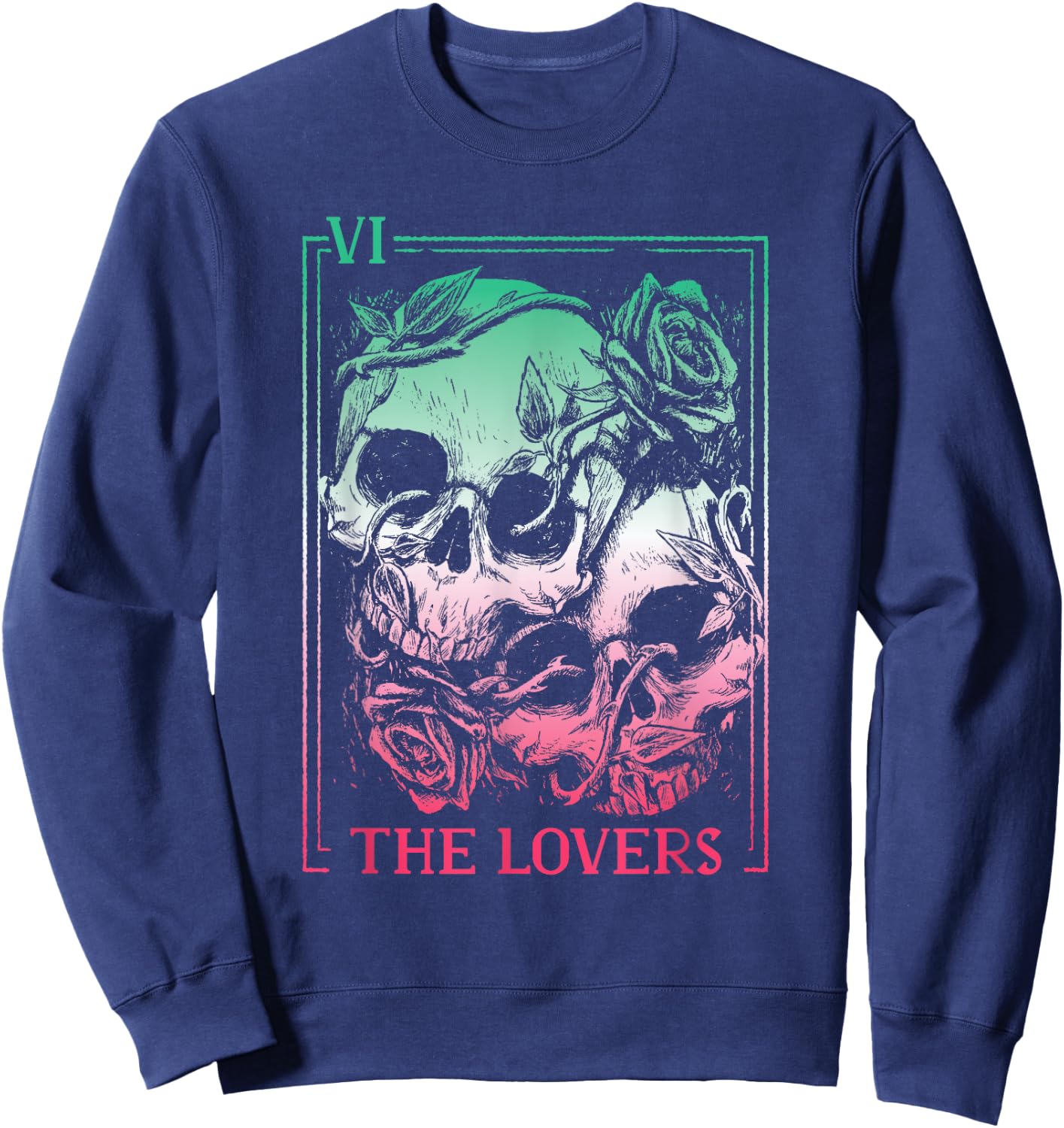 The Lovers Tarot Card Occult Goth Abrosexual Gothic Soulmate Sweatshirt - Sweatshirt | Navy