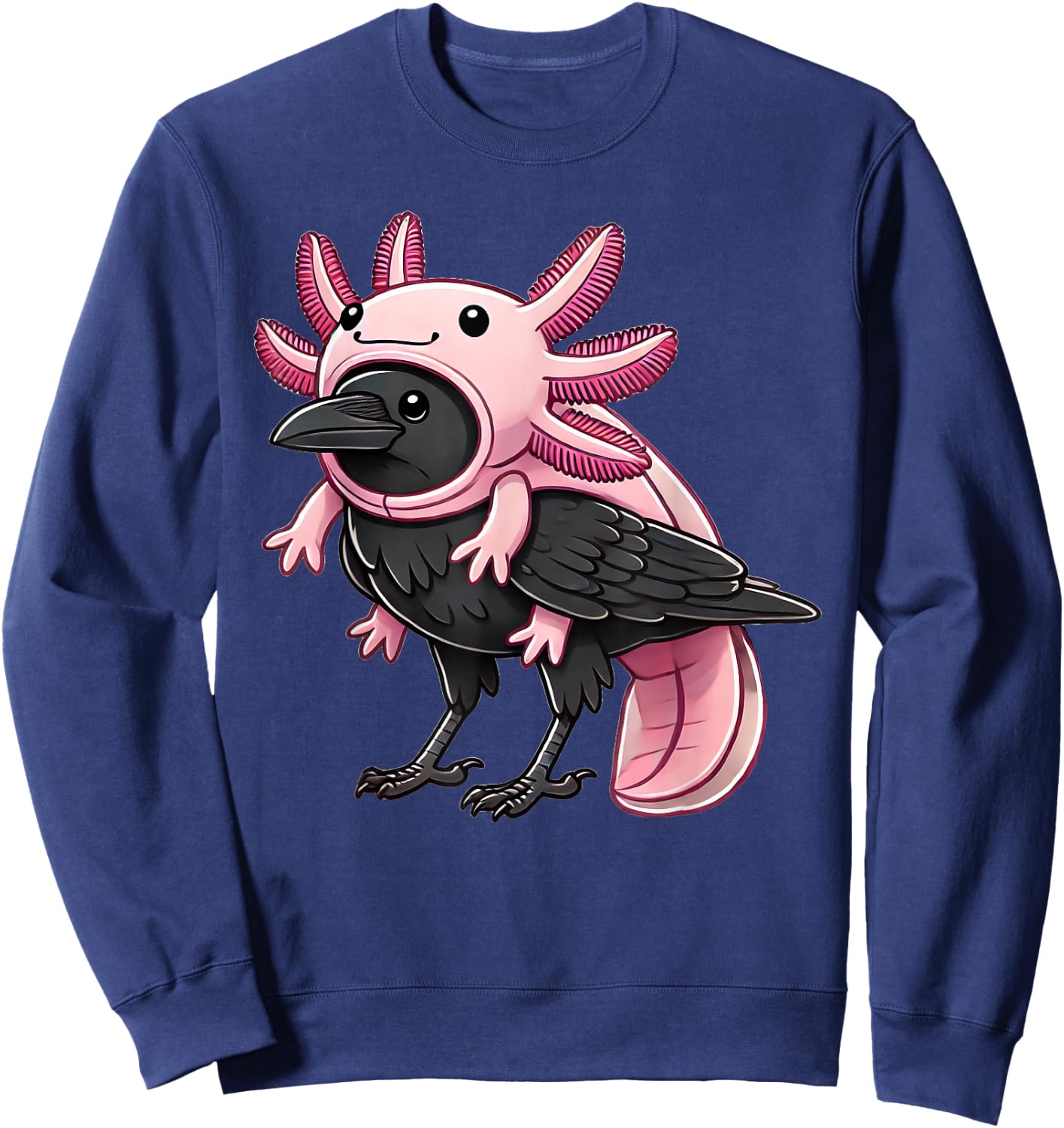 Kawaii Crow Raven Bird Axolotl Costume Sweatshirt - Sweatshirt | Navy