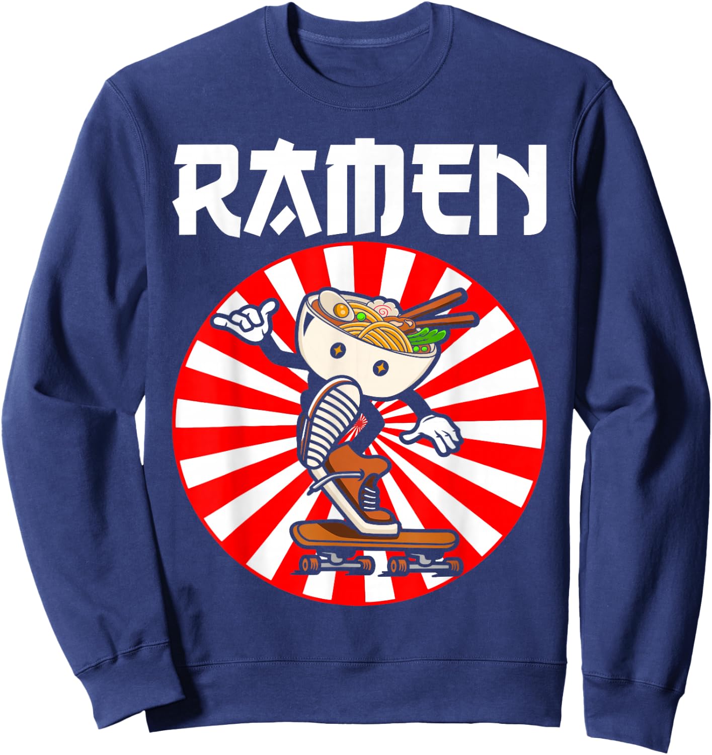 Cute Ramen Skater Kawaii Anime Skateboard Lover Teens Sweatshirt - Sweatshirt | Navy