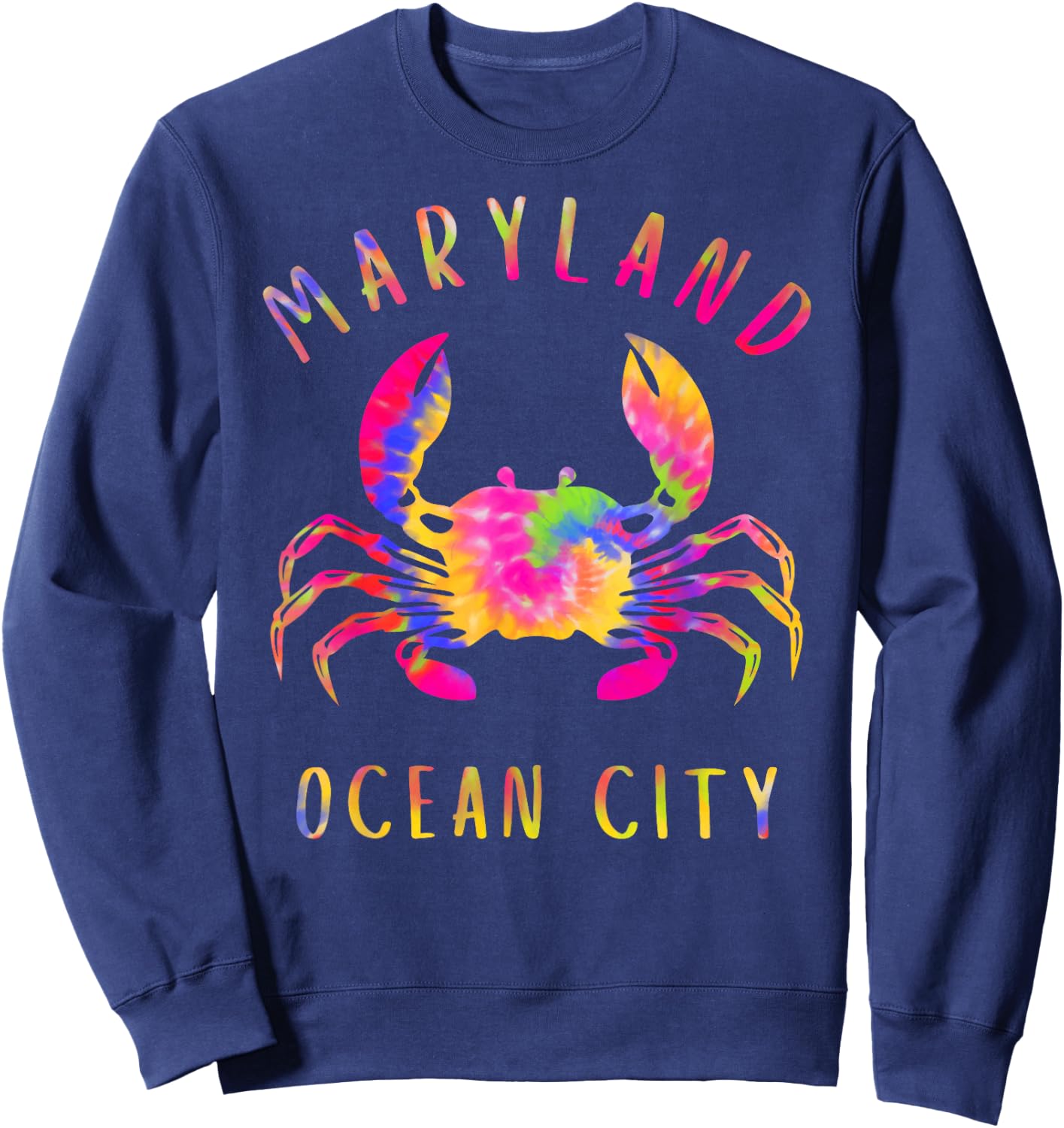 Ocean City Blue Crab Tie dye Maryland Maryland Vacation Sweatshirt - Sweatshirt | Navy