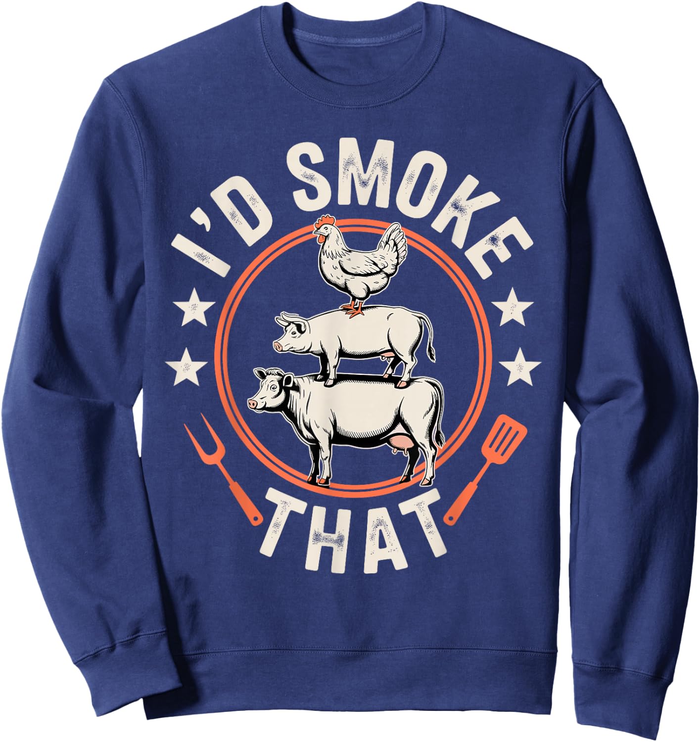 Funny BBQ Art Women Grilling Meat Smoking Barbecue Sweatshirt - Sweatshirt | Navy