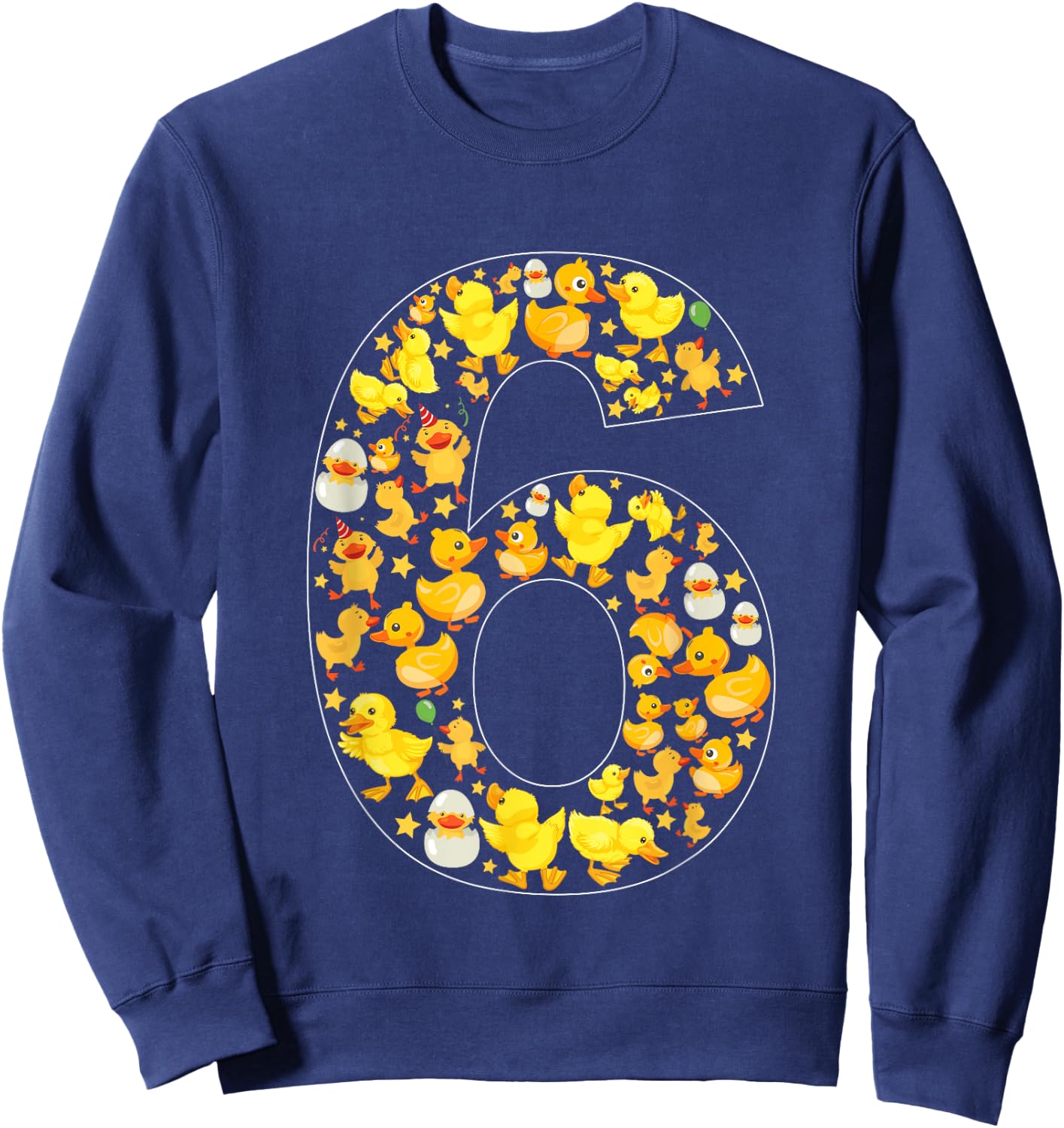 6th Birthday Cute Duck Theme 6 Year Old Boy Girl Birthday Sweatshirt - Sweatshirt | Navy