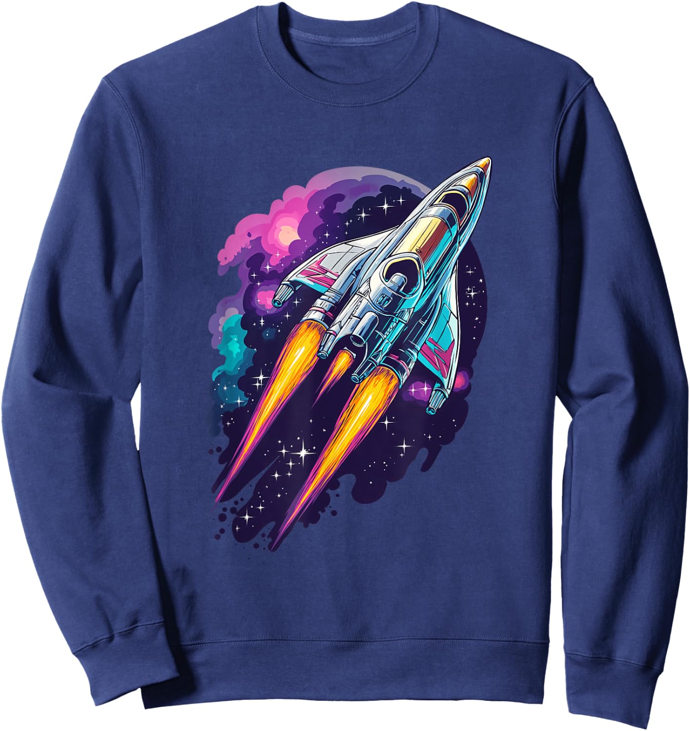 Universe Rocket Start Cosmos Shuttle Flight Galaxy Space , black Sweatshirt - Sweatshirt | Navy