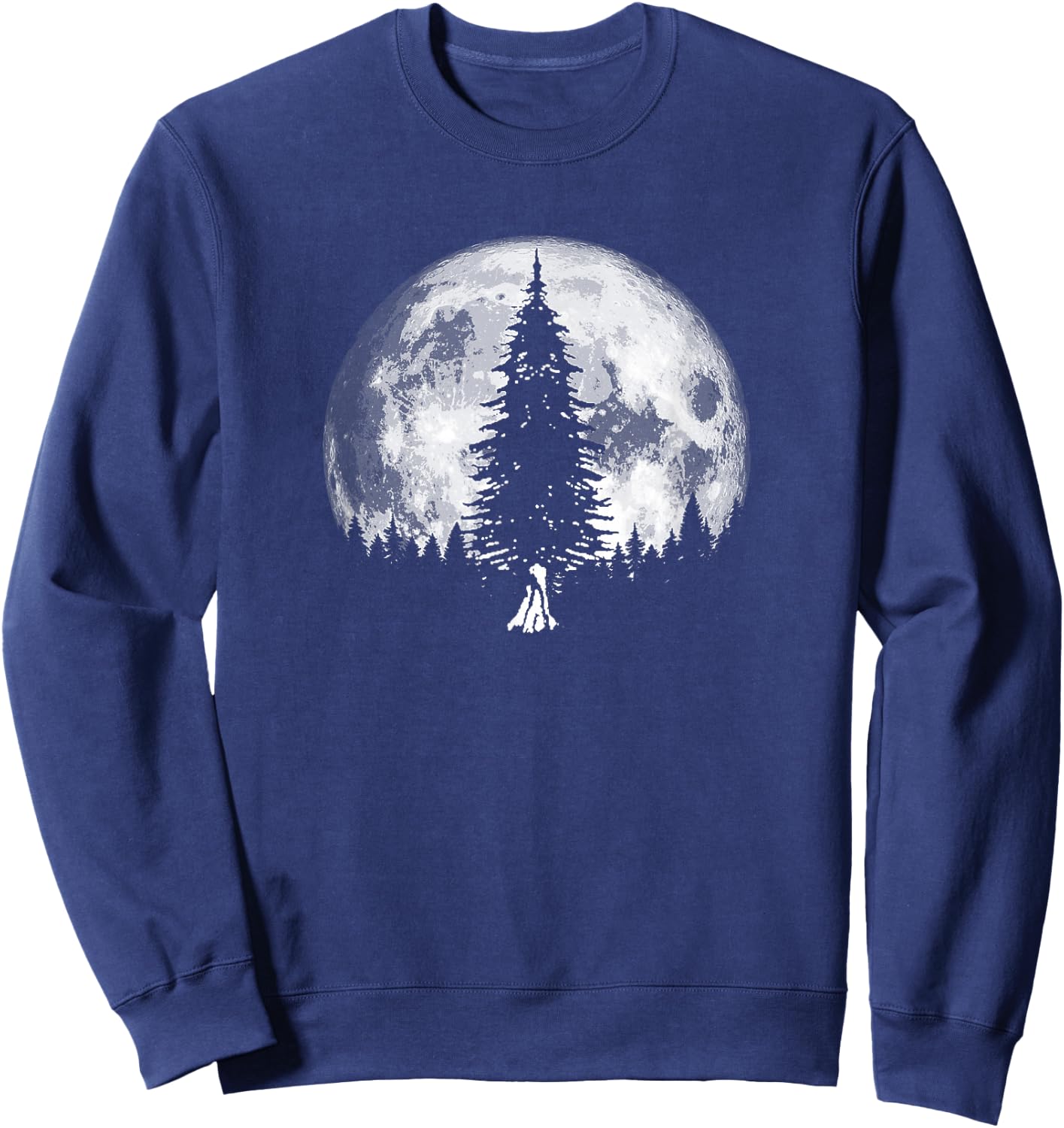 Retro full moon and minimalist pine tree vintage graphic Sweatshirt - Sweatshirt | Navy