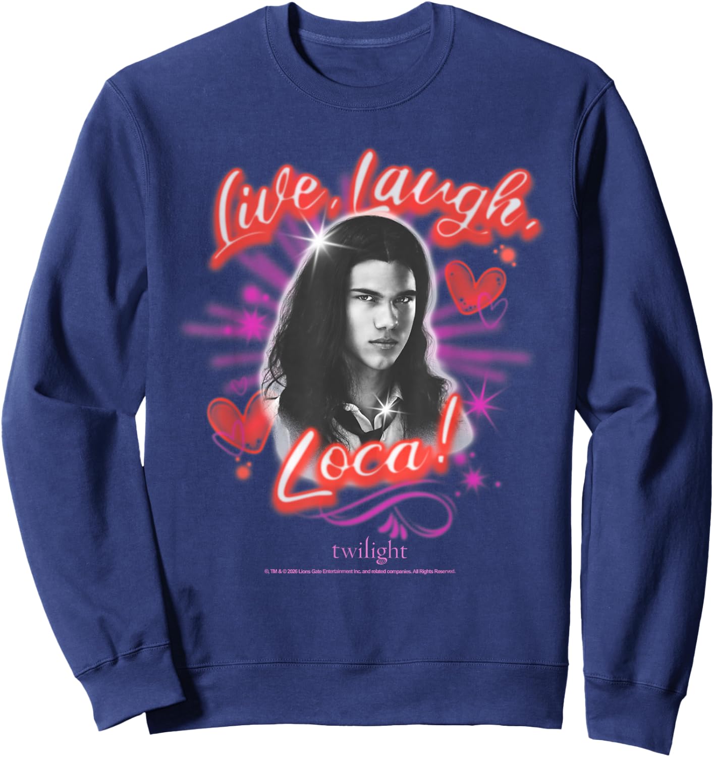 Twilight Live Laugh Loca Funny Jacob Airbrush Design Movie Sweatshirt - Sweatshirt | Navy