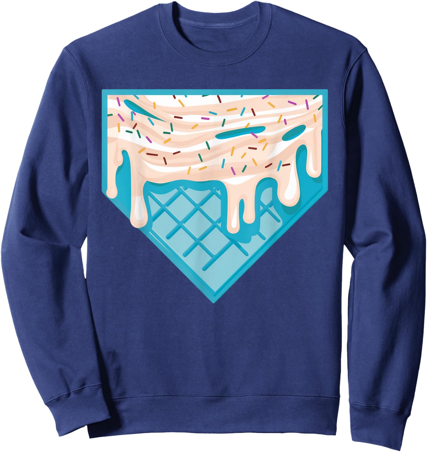 Funny Home Plate Drip - Ice Cream Softball & Baseball Sweatshirt - Sweatshirt | Navy