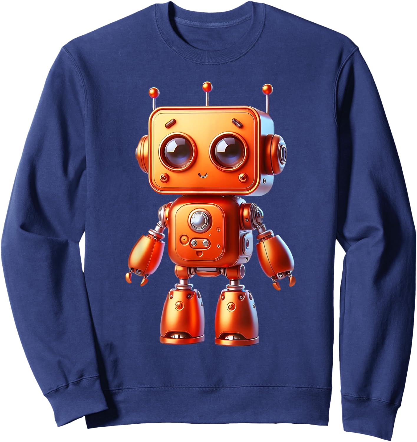 Retro Orange Robot Robotic ROBOT Art Science & Math Boy Sweatshirt - Sweatshirt | Navy