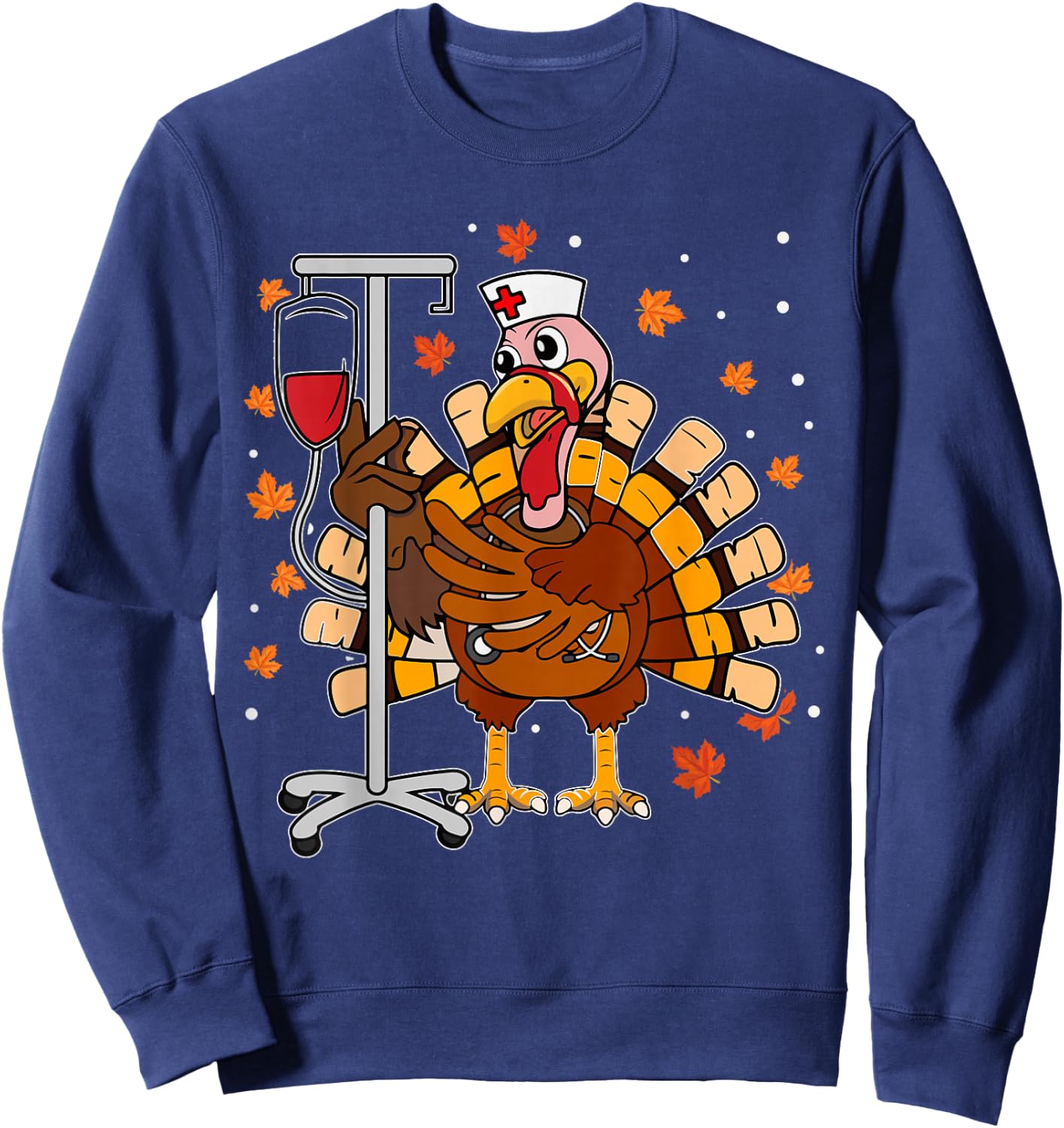 Thanksgiving Nurse Shirt Funny Turkey Scrub Gifts For Nurses Sweatshirt - Sweatshirt | Navy