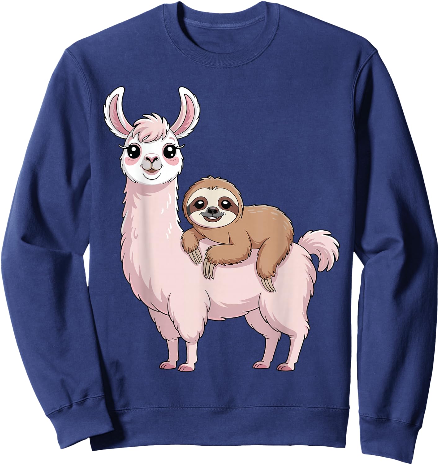 Sloth Riding Llama Funny Llama Women Kids Sweatshirt - Sweatshirt | Navy