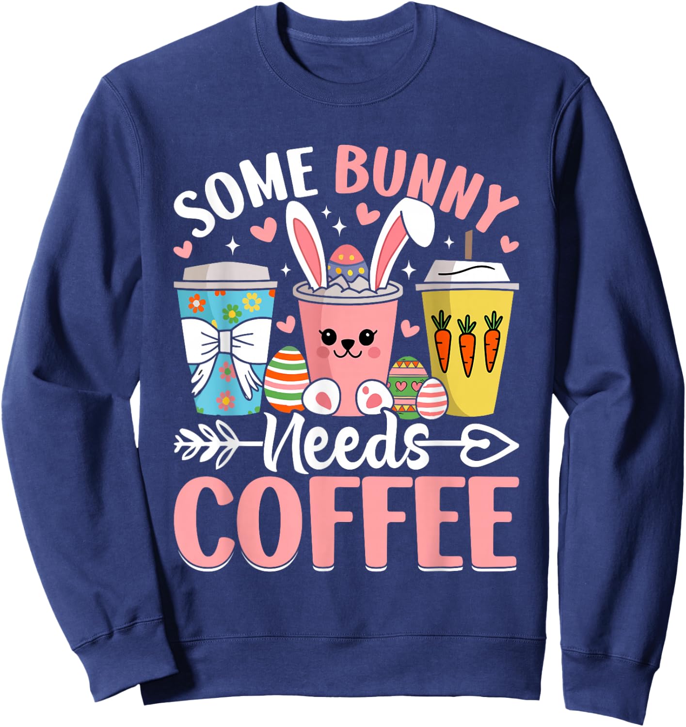 Cute Easter Bunny Coffee Lovers Sweatshirt - Sweatshirt | Navy