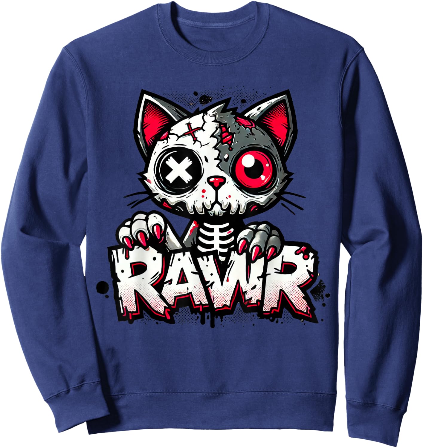 Dystopian Zombie Kitten Sweatshirt - Sweatshirt | Navy