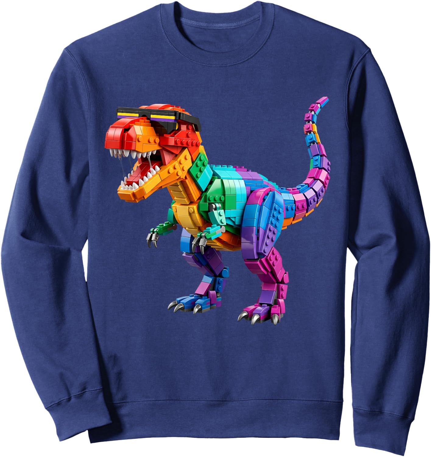 Master Builder Boys Kids Building Bricks Toys Dinosaur T-Rex Sweatshirt - Sweatshirt | Navy