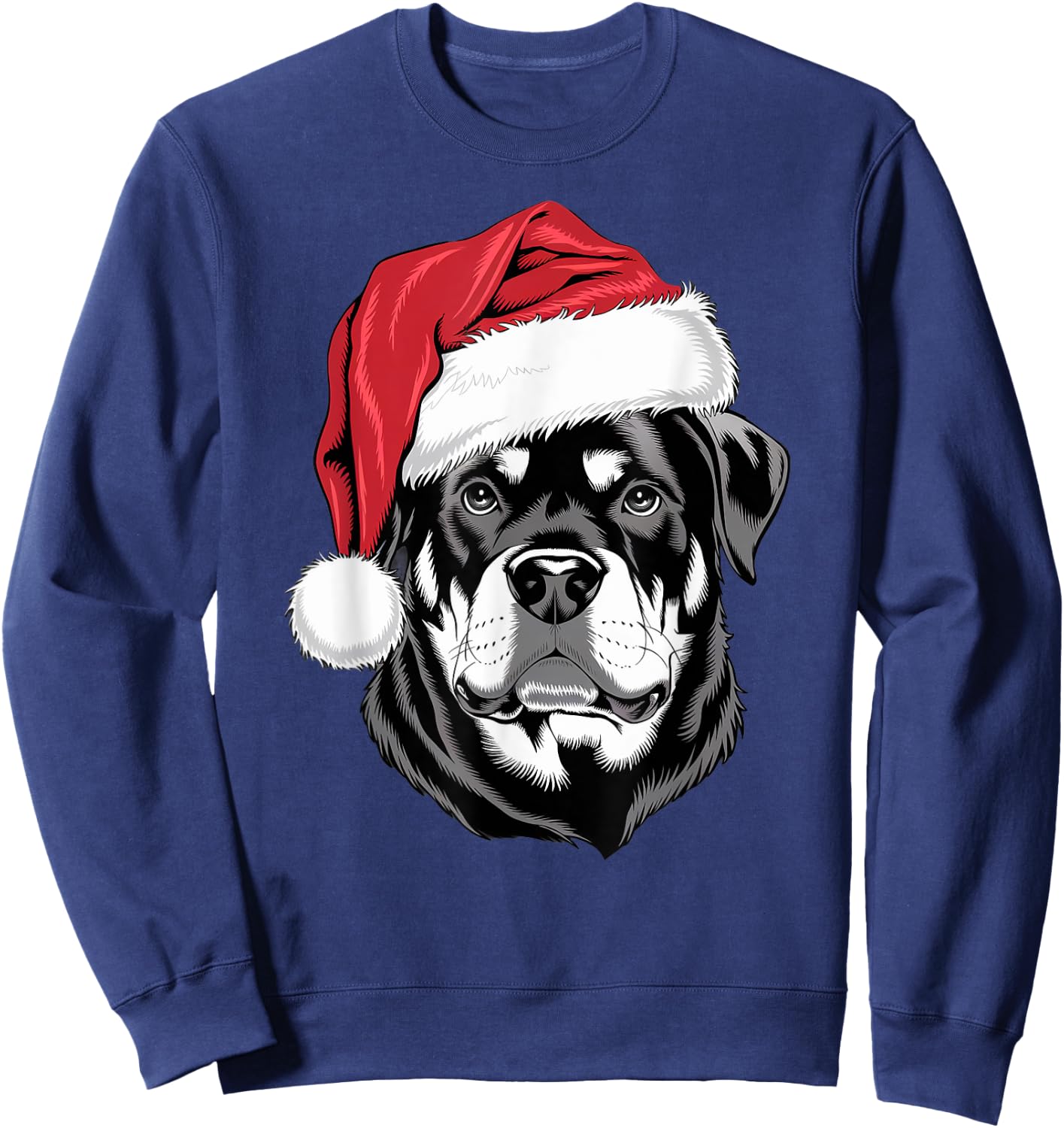 Joyful Rottie Santa Dog on Rottweiler Christmas Sweatshirt - Sweatshirt | Navy