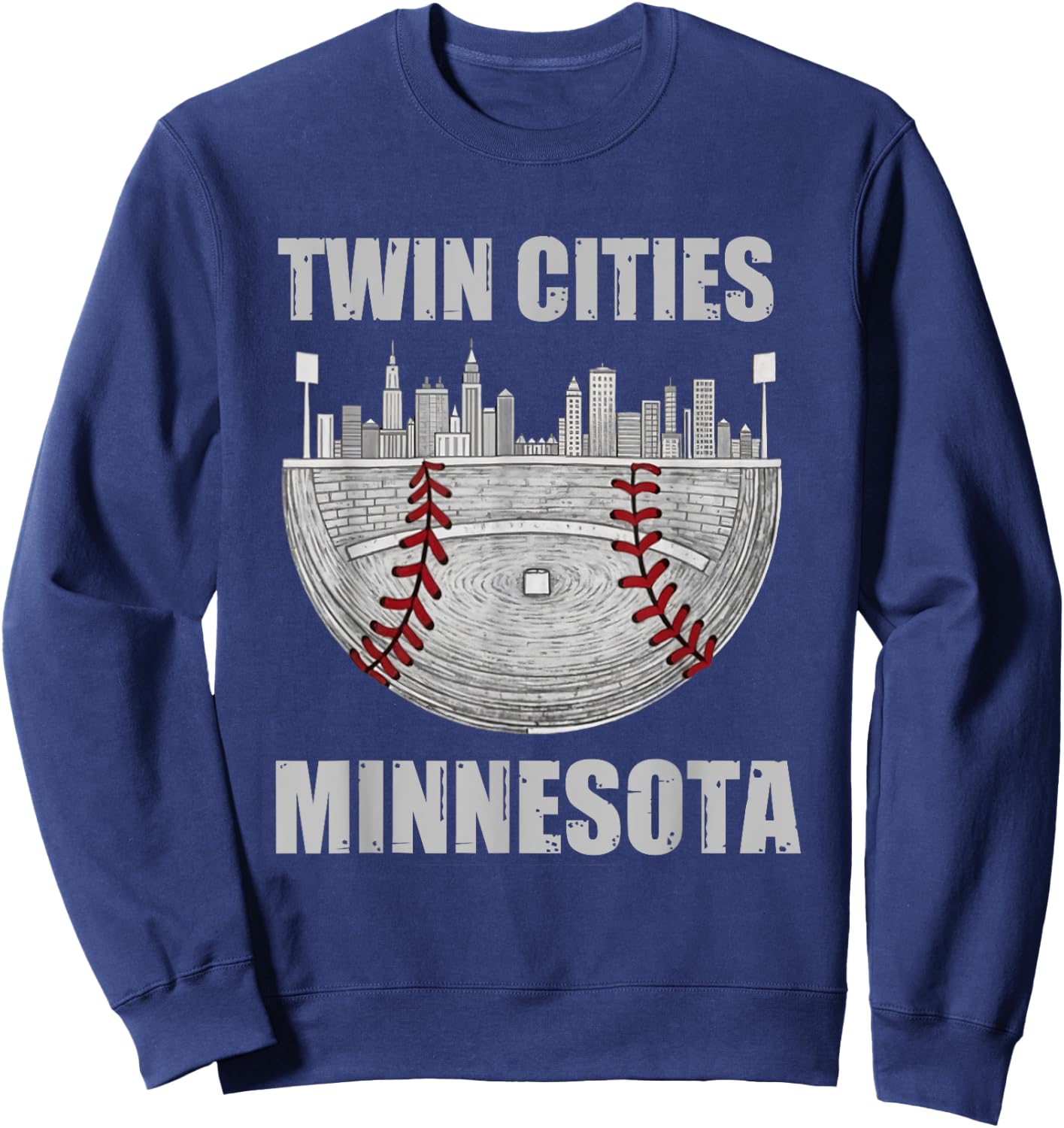Cool Twin Cities Minnesota MN Baseball Skyline Sweatshirt - Sweatshirt | Navy