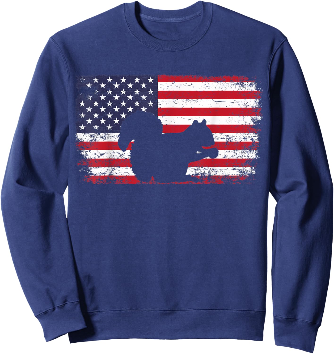 Patriotic Squirrel American Flag Cool Wild Lover Animals Fun Women Kids Men Sweatshirt - Sweatshirt | Navy