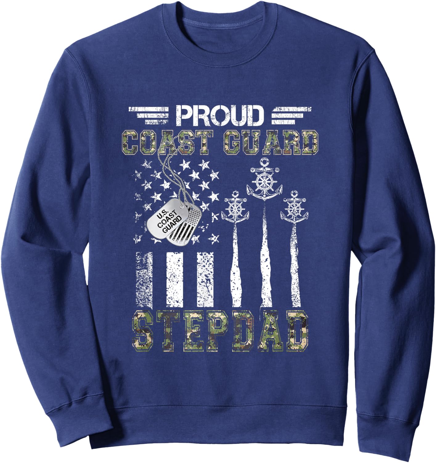 Proud Coast Guard Stepdad US Coast Guard Graduation Stepdad Sweatshirt - Sweatshirt | Navy