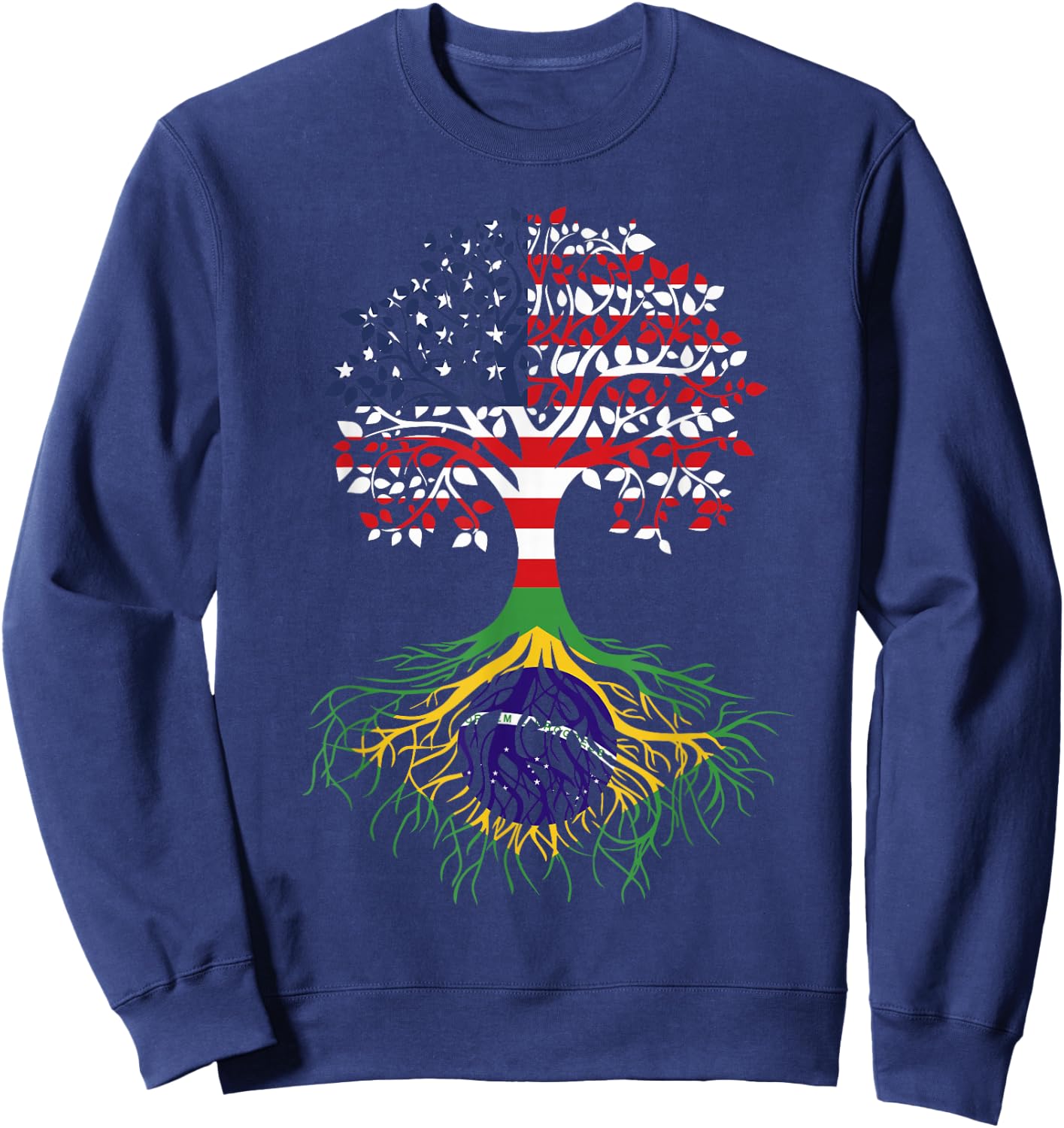 Brazilian Roots American Grown Tree Flag Sweatshirt - Sweatshirt | Navy