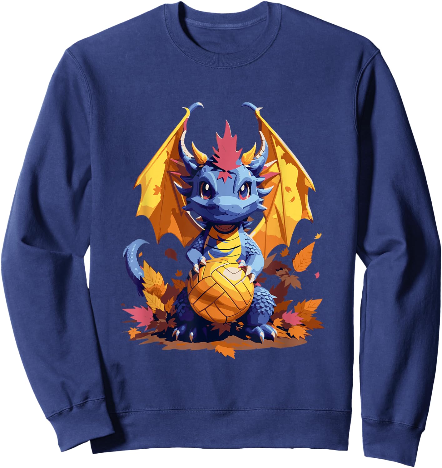 Dragon Volleyball Player Colorful Autumn Themed Sports Sweatshirt - Sweatshirt | Navy