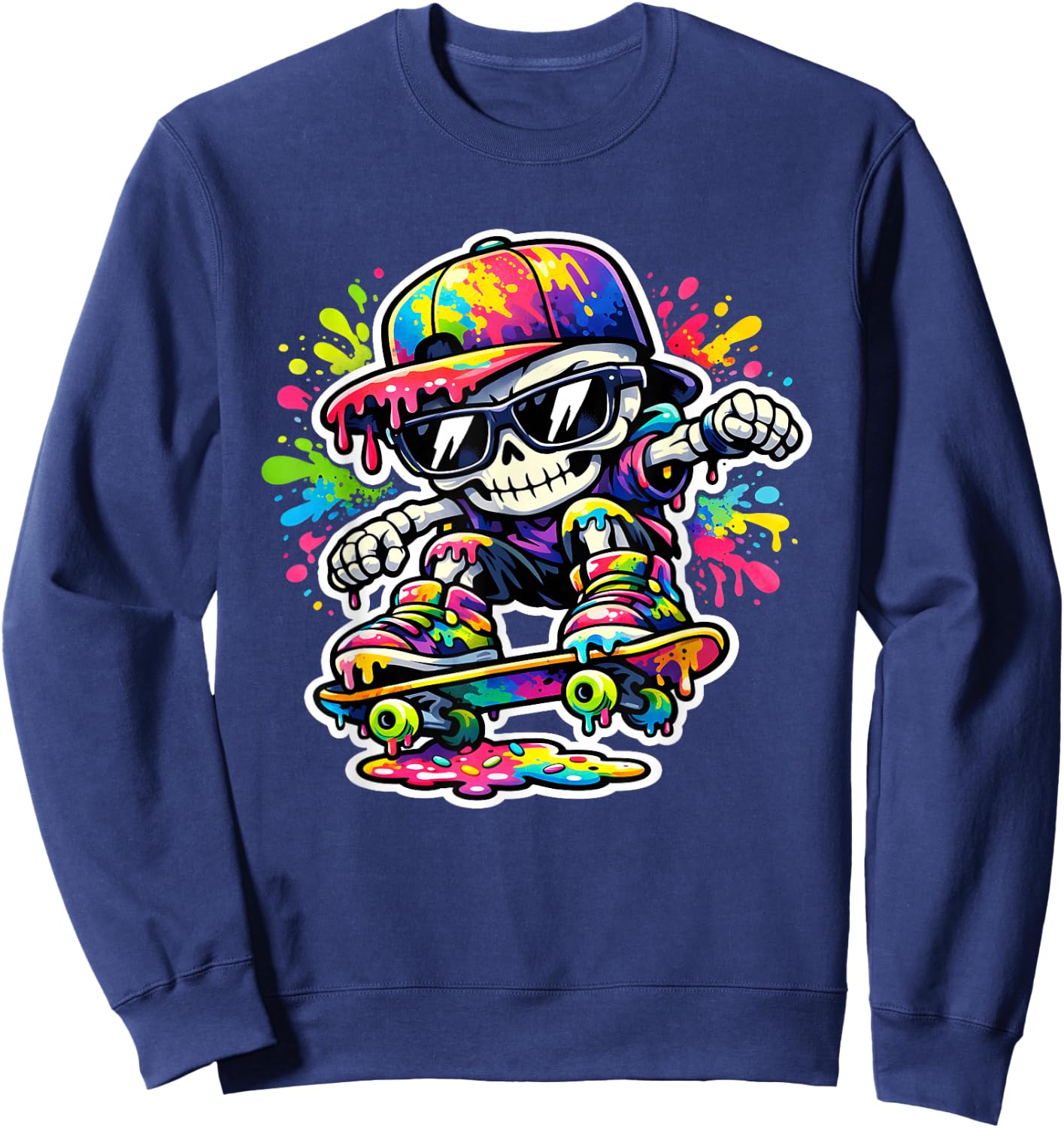 Retro Skate Clothing Kids Skater Boys Y2K Graffiti Sweatshirt - Sweatshirt | Navy