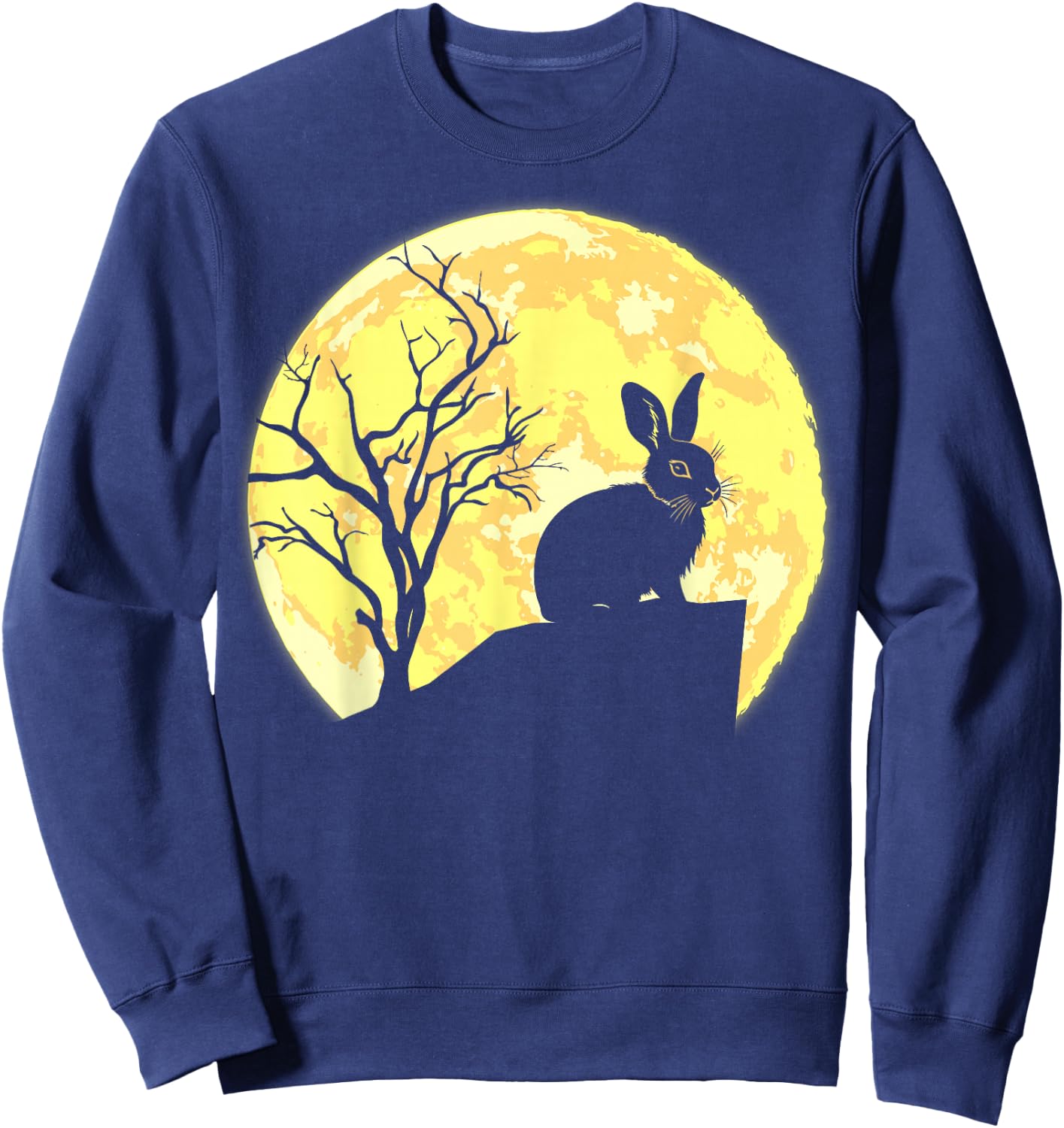 Rabbit Lover, Rabbit and Moon Sweatshirt - Sweatshirt | Navy