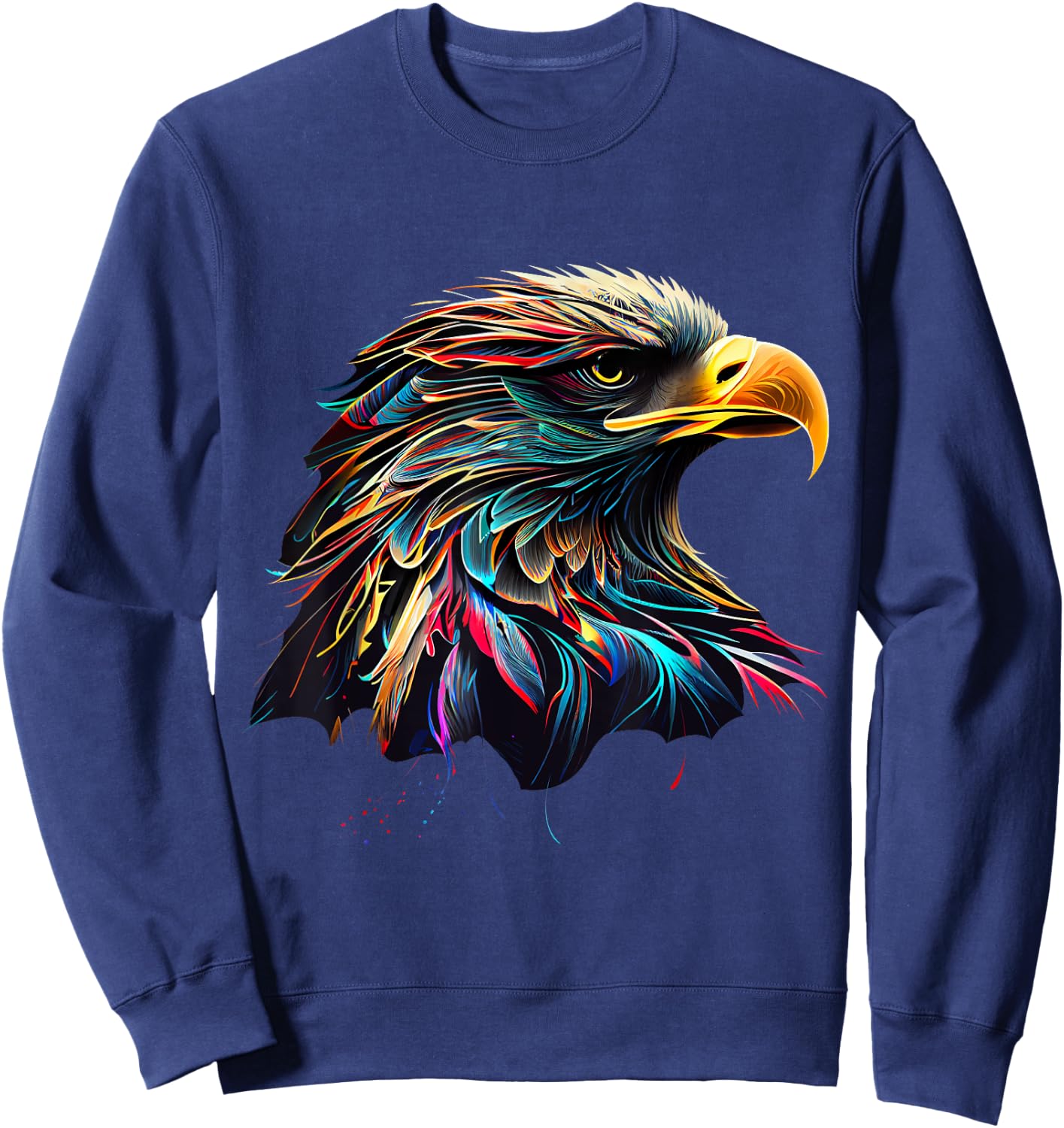 American Bald Eagle Lover Designs -Adults Bald Eagle Lovers Colorful Pop Art American Bald Eagle Sweatshirt - Sweatshirt | Navy