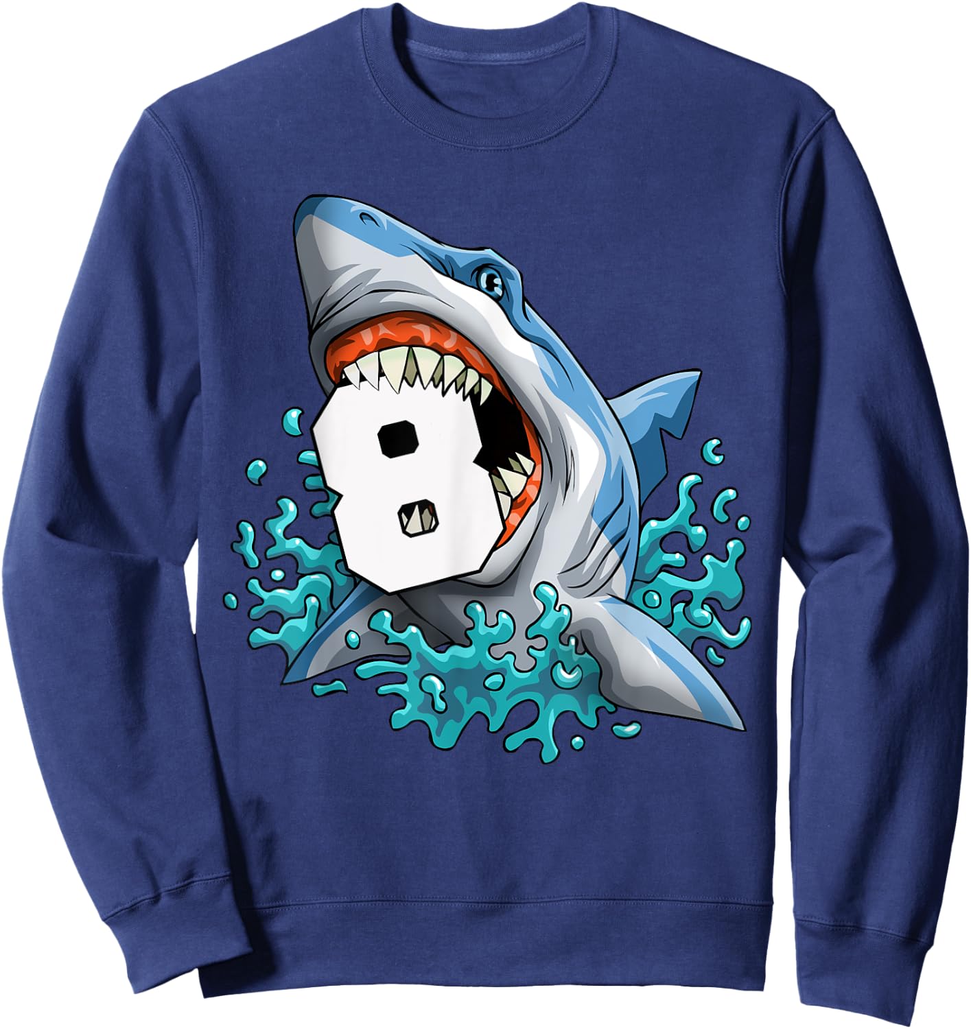 Kids Shark 8th Birthday Boys Funny Shark 8 yrs Old Birthday Sweatshirt - Sweatshirt | Navy