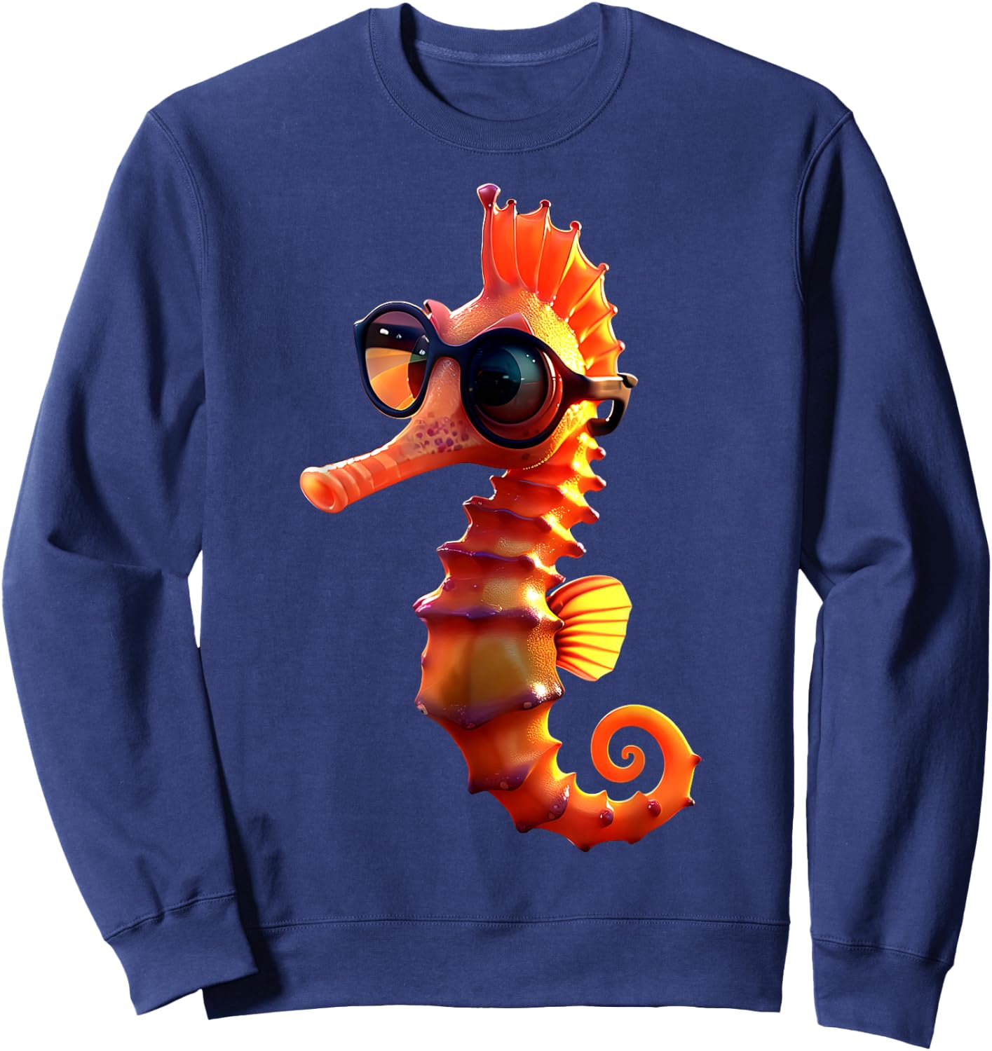 Seahorse with Sunglasses Aquarist Ocean Cute Seahorse , black Sweatshirt - Sweatshirt | Navy