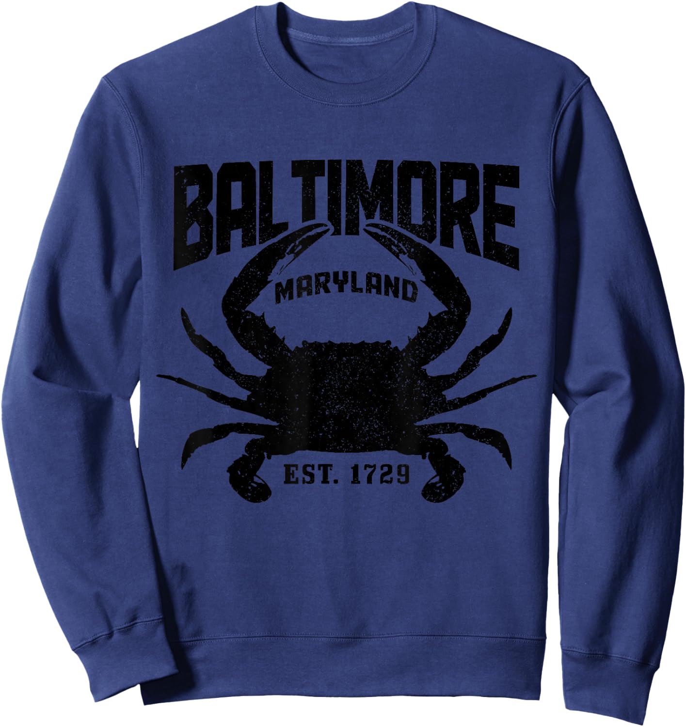Baltimore Maryland Est. 1729 Pride Blue Crab Vintage Sweatshirt - Sweatshirt | Navy