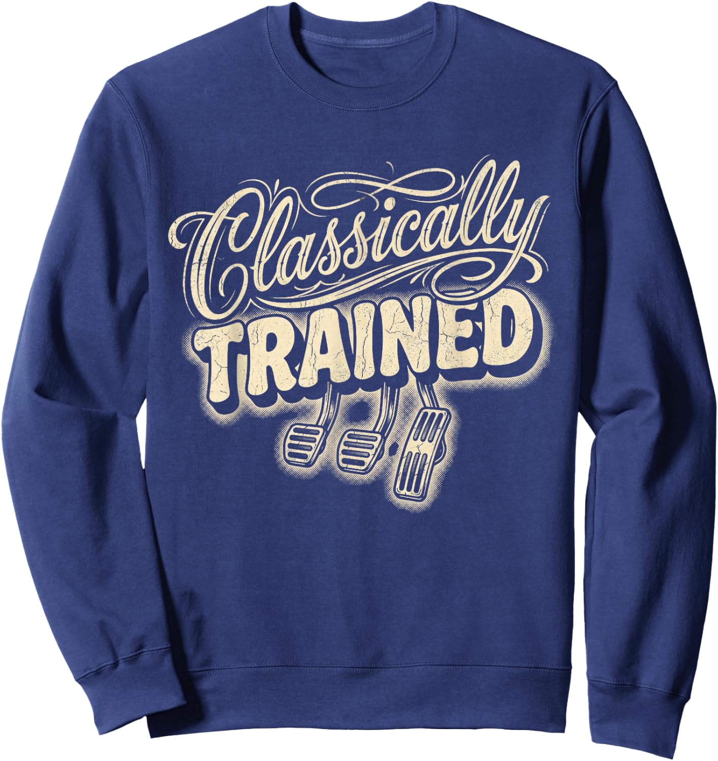 Classically Trained Retro Vintage Car Driving Auto Sweatshirt - Sweatshirt | Navy