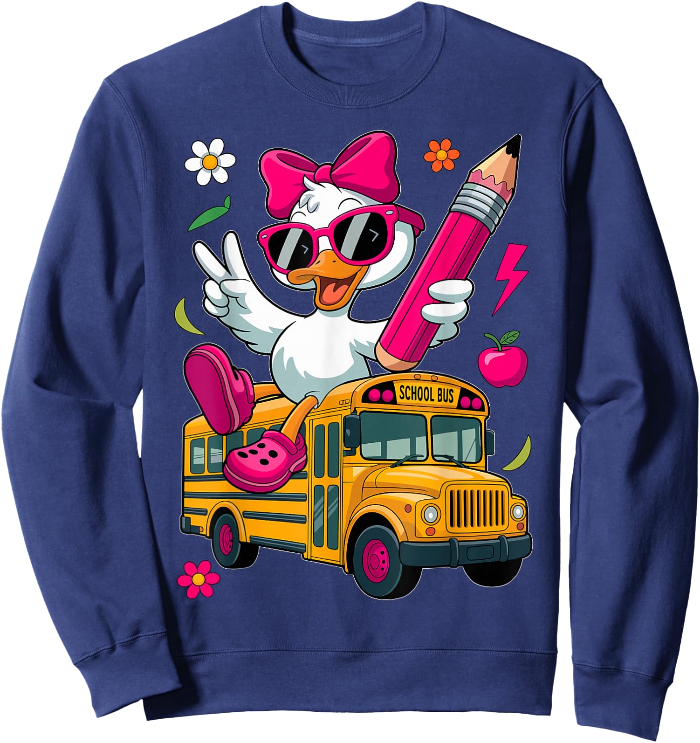 Funny Goose Back To School First Day Of School Girls Boys Sweatshirt - Sweatshirt | Navy