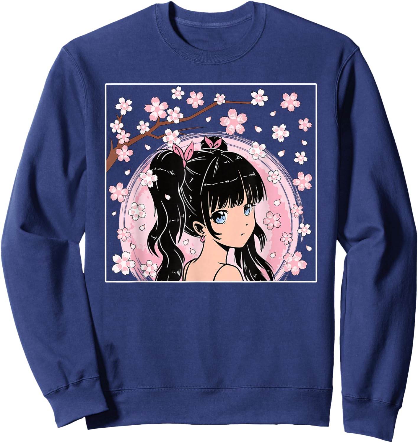 Japanisches Anime Mädchen Otaku Kirschblüte Sakura Damen Sweatshirt - Sweatshirt | Navy