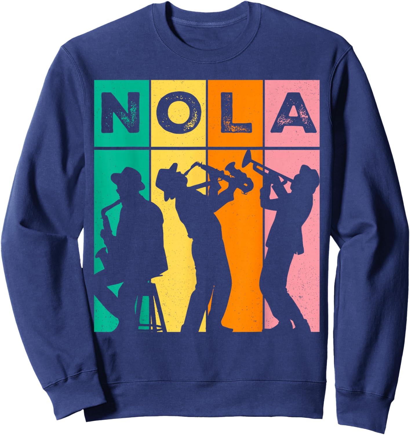 Vintage NOLA New Orleans Mardi Gras Music Carnival Festival Sweatshirt - Sweatshirt | Navy