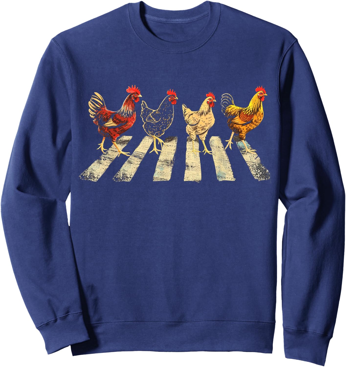 Funny Chickens Crossing Road Parody Lover Gift Sweatshirt - Sweatshirt | Navy