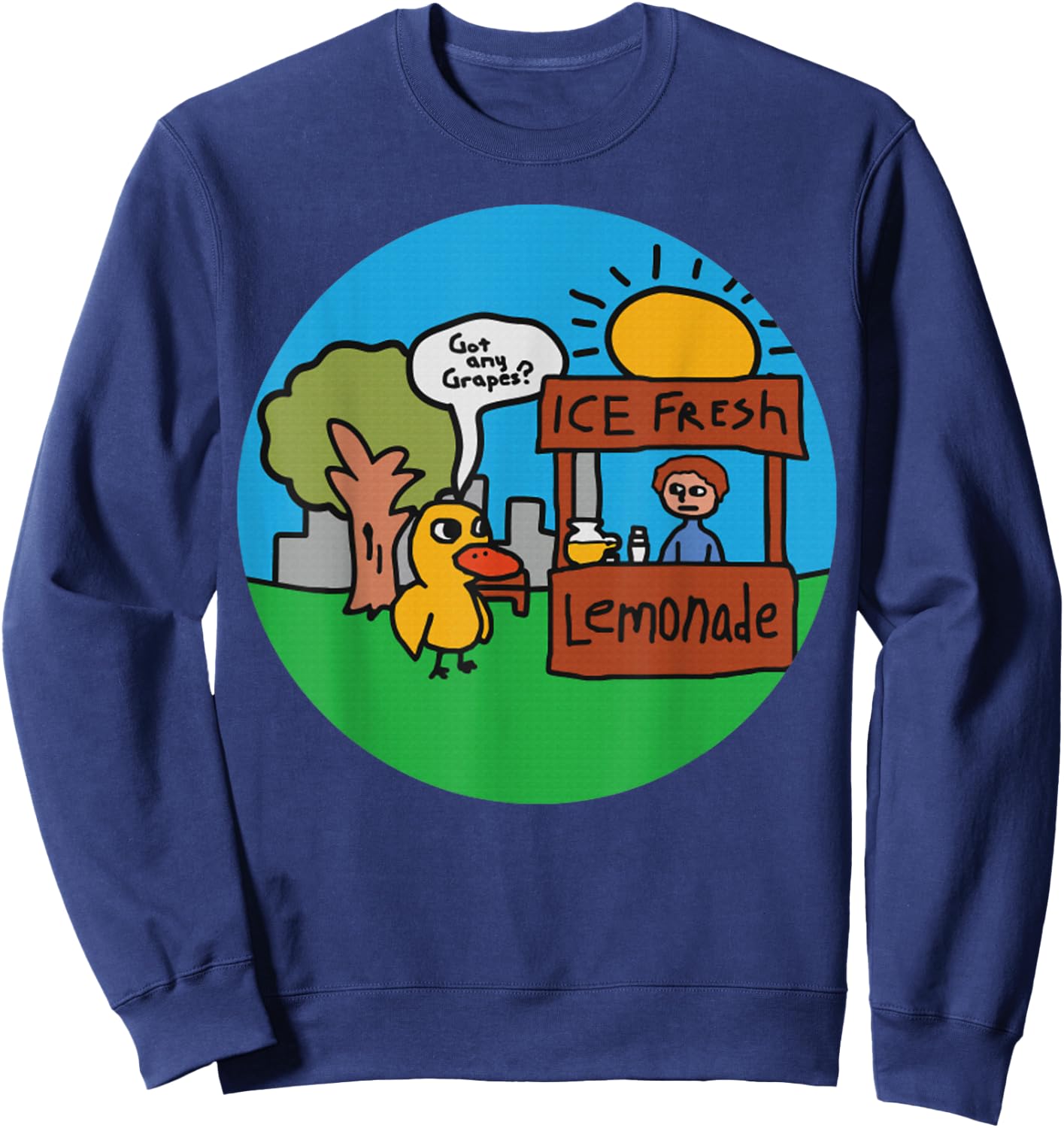 Vintage Lemonade Duck Lemonade Stand Funny Meme Sweatshirt - Sweatshirt | Navy