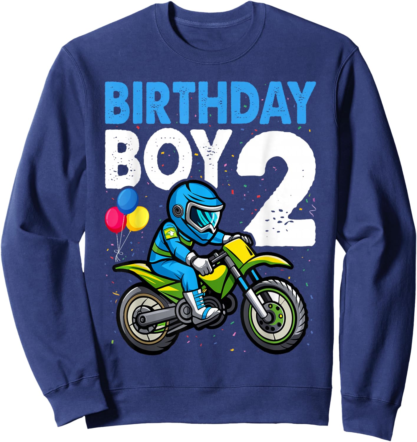 Kids Motocross MX 2nd 2 Year Old Dirt Bike Birthday Par Sweatshirt - Sweatshirt | Navy